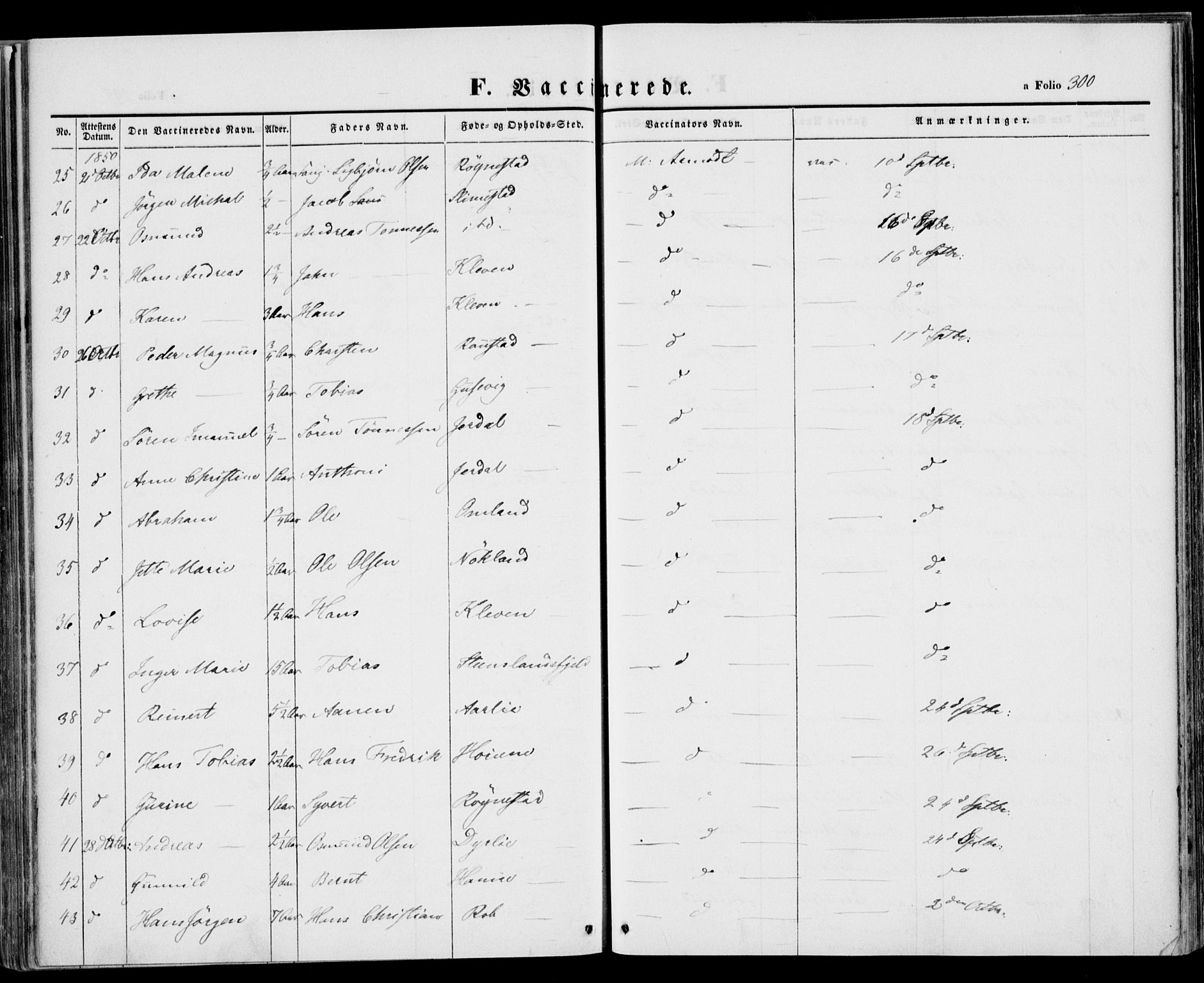 Kvinesdal sokneprestkontor, SAK/1111-0026/F/Fa/Fab/L0005: Parish register (official) no. A 5, 1844-1857, p. 300