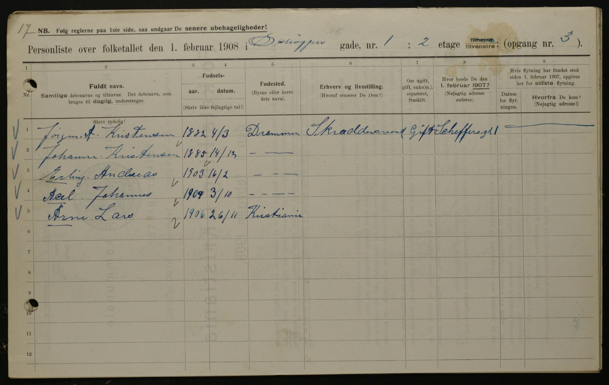 OBA, Municipal Census 1908 for Kristiania, 1908, p. 83650