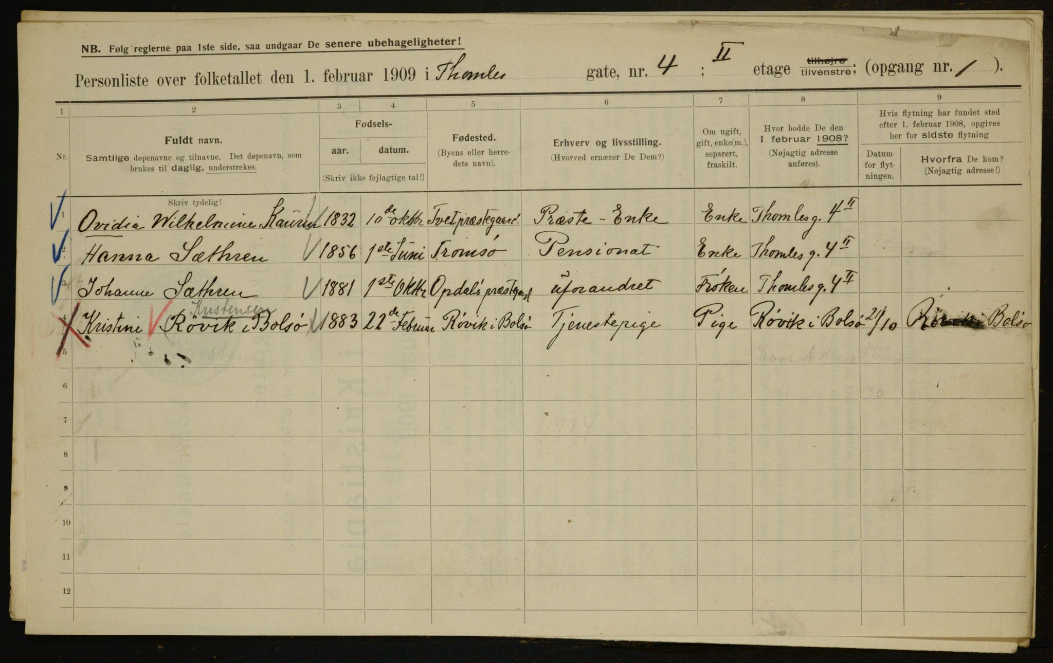 OBA, Municipal Census 1909 for Kristiania, 1909, p. 98990