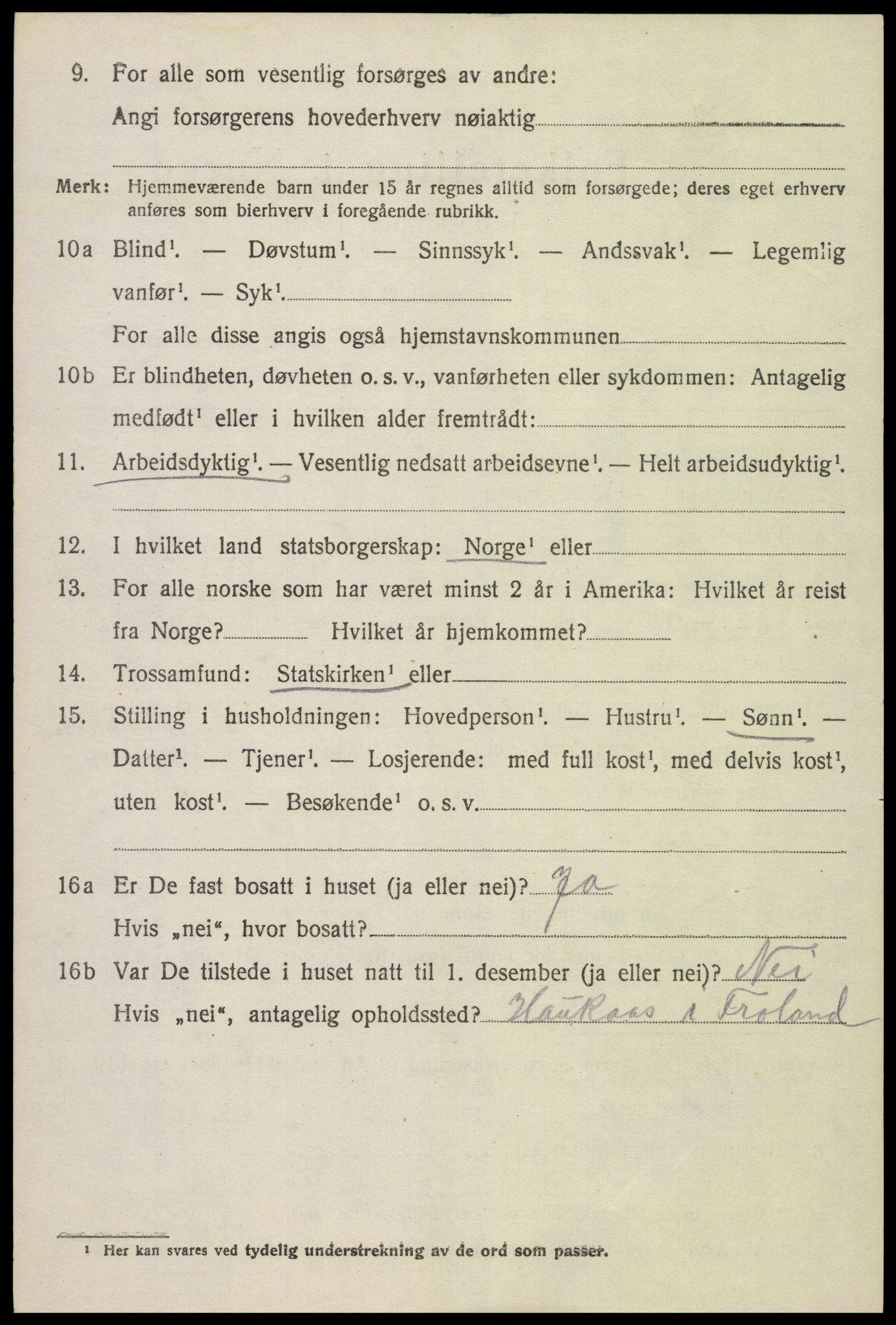 SAK, 1920 census for Øyestad, 1920, p. 2497