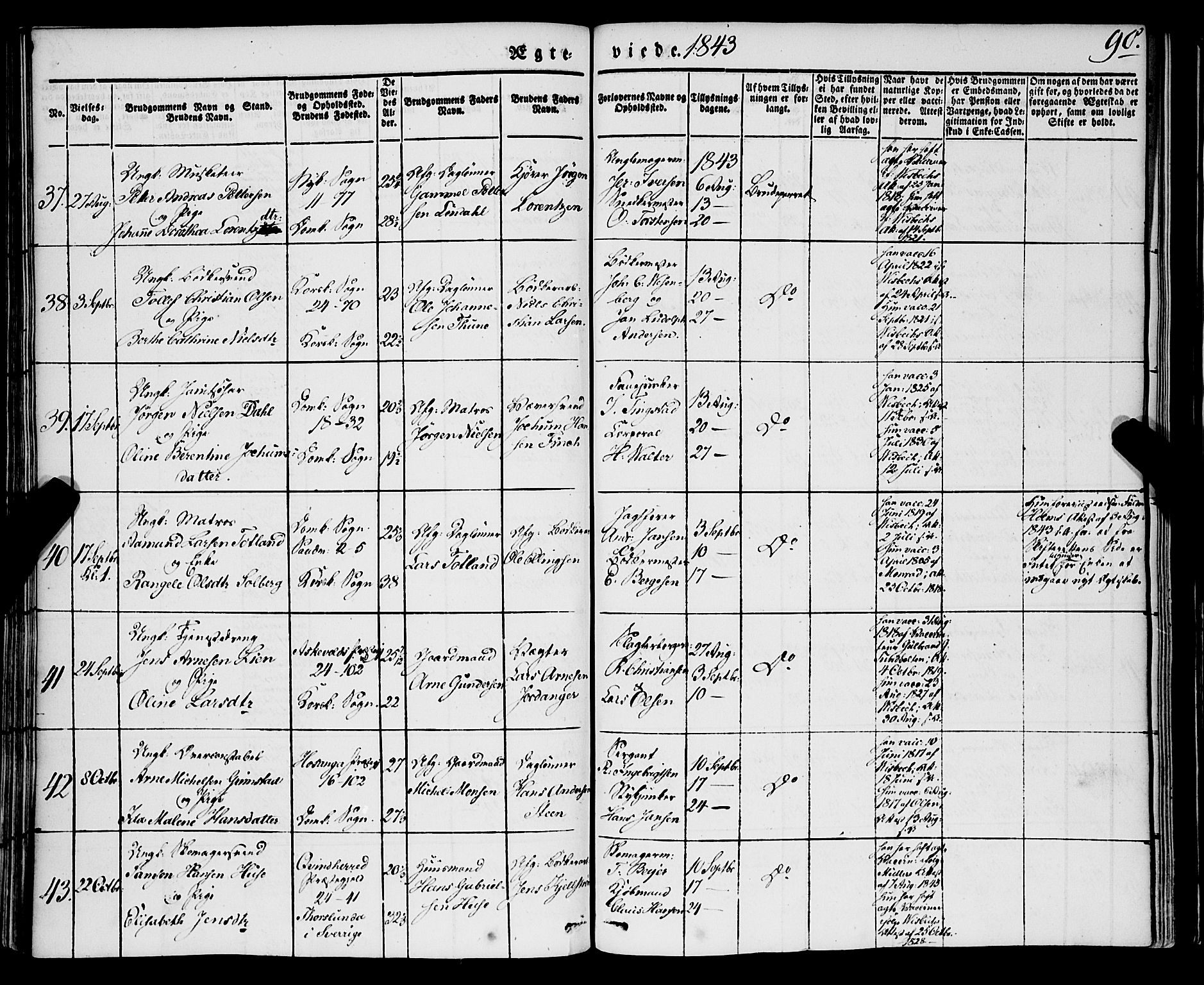 Korskirken sokneprestembete, AV/SAB-A-76101/H/Haa/L0034: Parish register (official) no. D 1, 1832-1852, p. 90