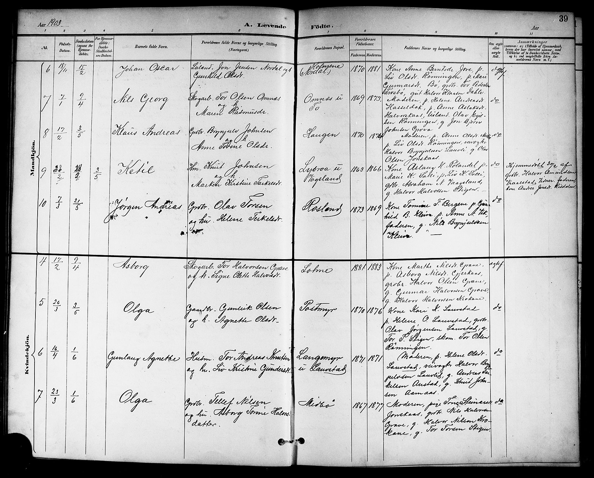 Drangedal kirkebøker, SAKO/A-258/G/Gb/L0002: Parish register (copy) no. II 2, 1895-1918, p. 39