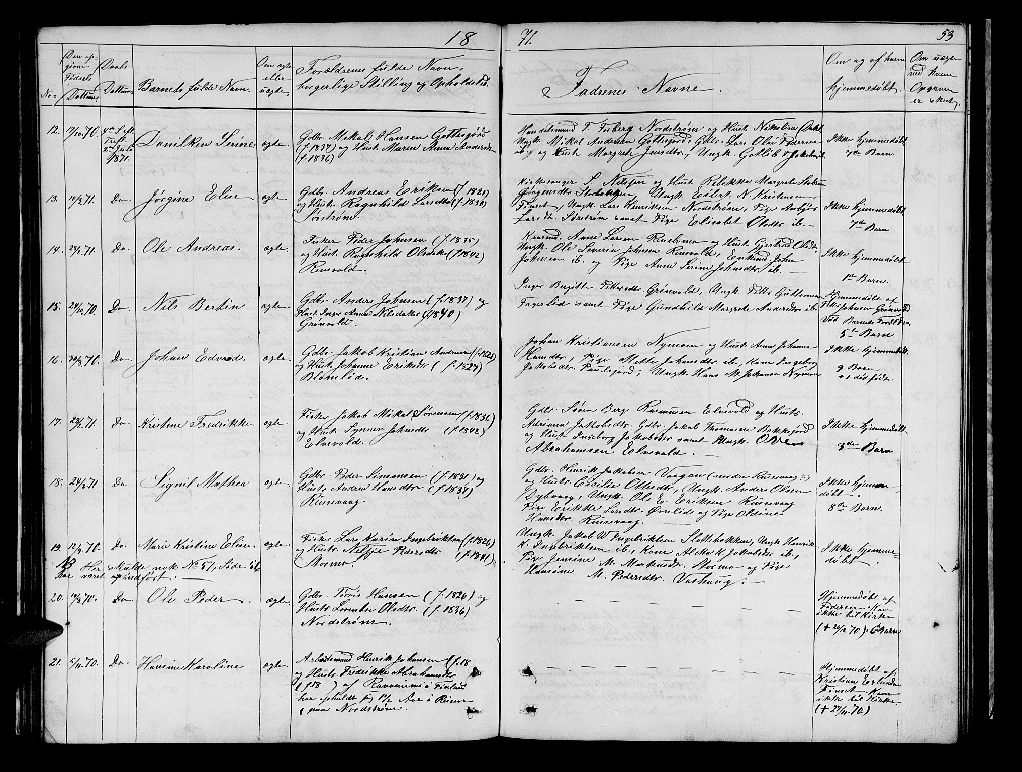 Tranøy sokneprestkontor, SATØ/S-1313/I/Ia/Iab/L0021klokker: Parish register (copy) no. 21, 1861-1886, p. 53