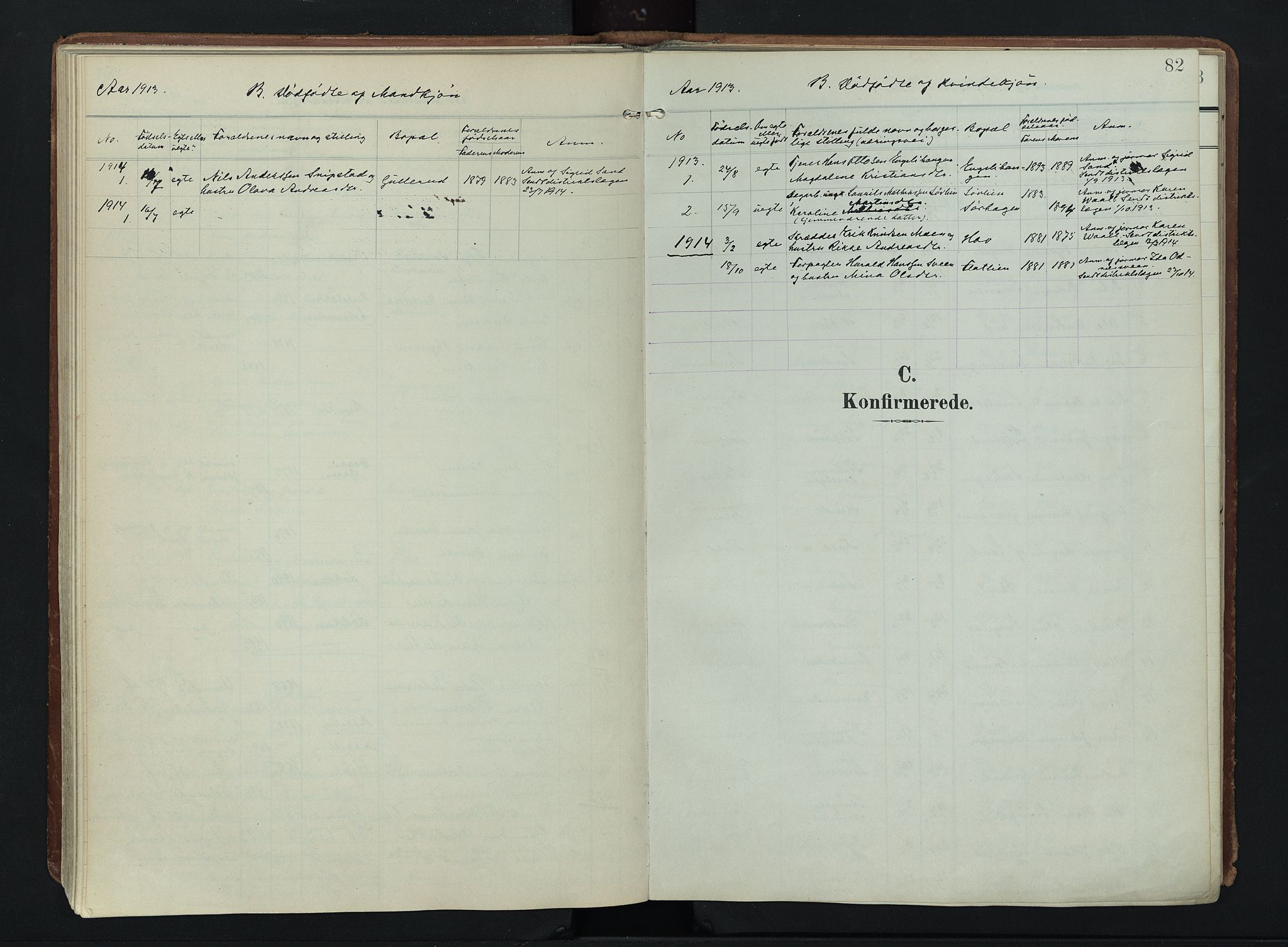 Søndre Land prestekontor, SAH/PREST-122/K/L0007: Parish register (official) no. 7, 1905-1914, p. 82