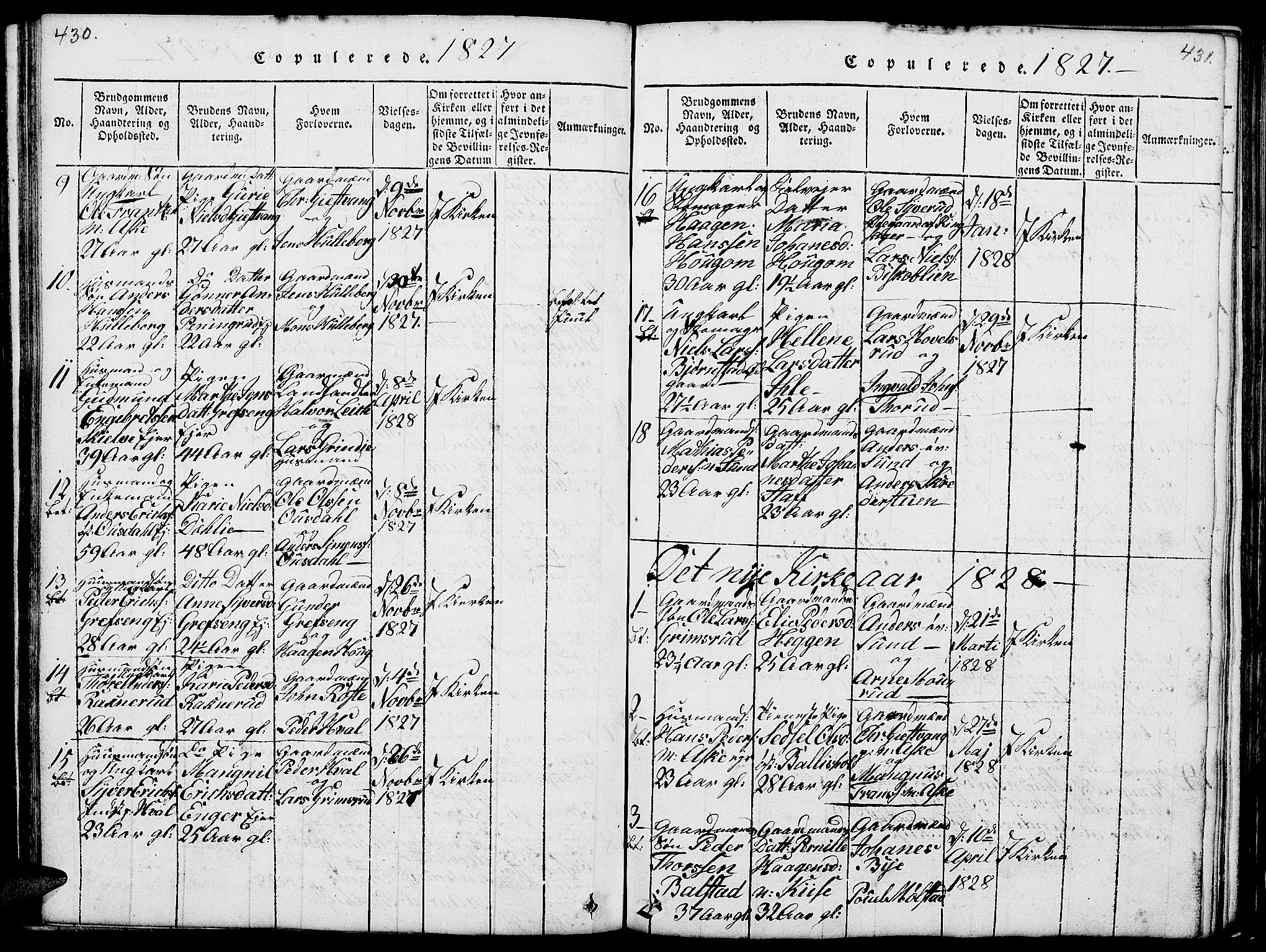 Nes prestekontor, Hedmark, AV/SAH-PREST-020/L/La/L0003: Parish register (copy) no. 3, 1814-1831, p. 430-431