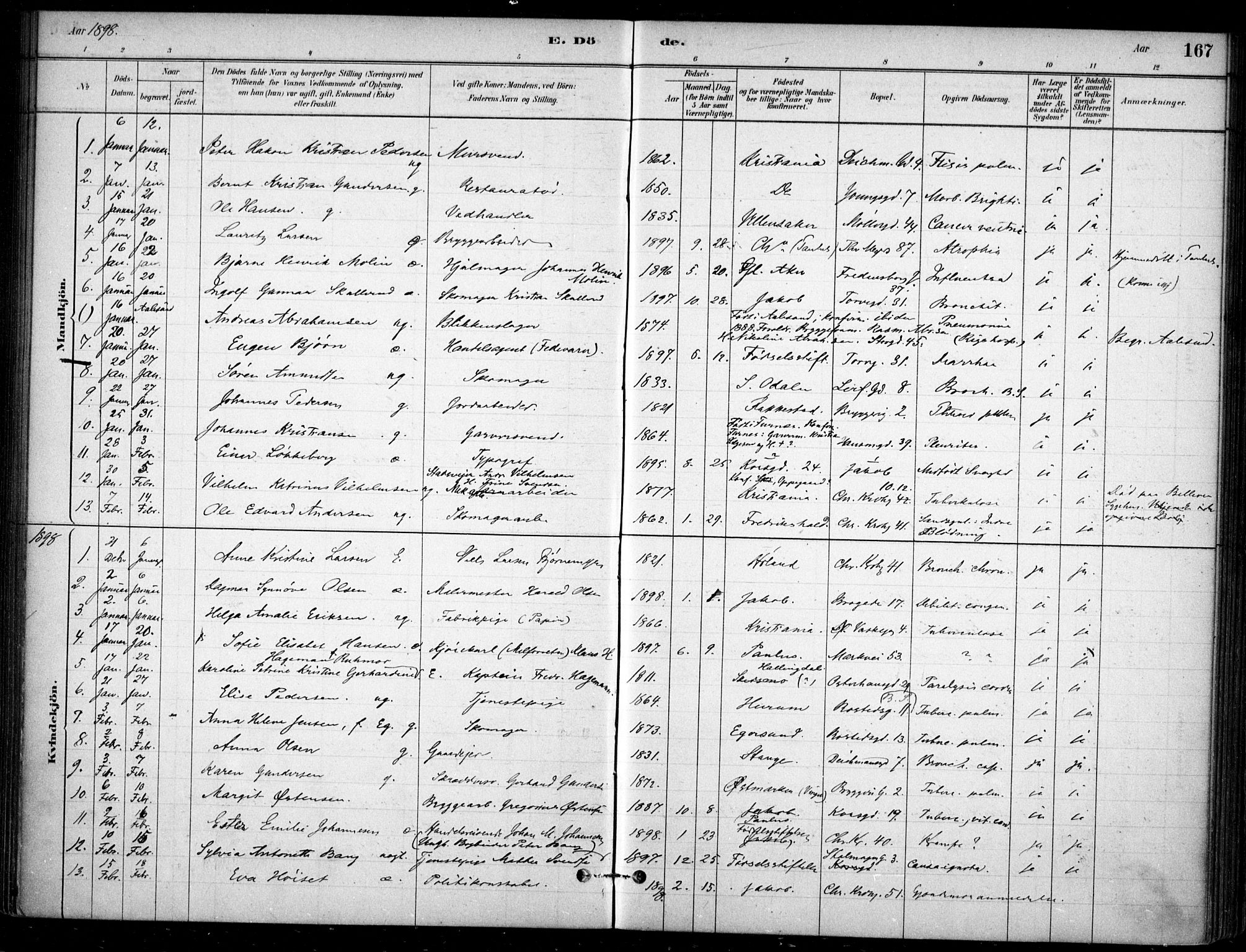 Jakob prestekontor Kirkebøker, AV/SAO-A-10850/F/Fa/L0007: Parish register (official) no. 7, 1880-1905, p. 167