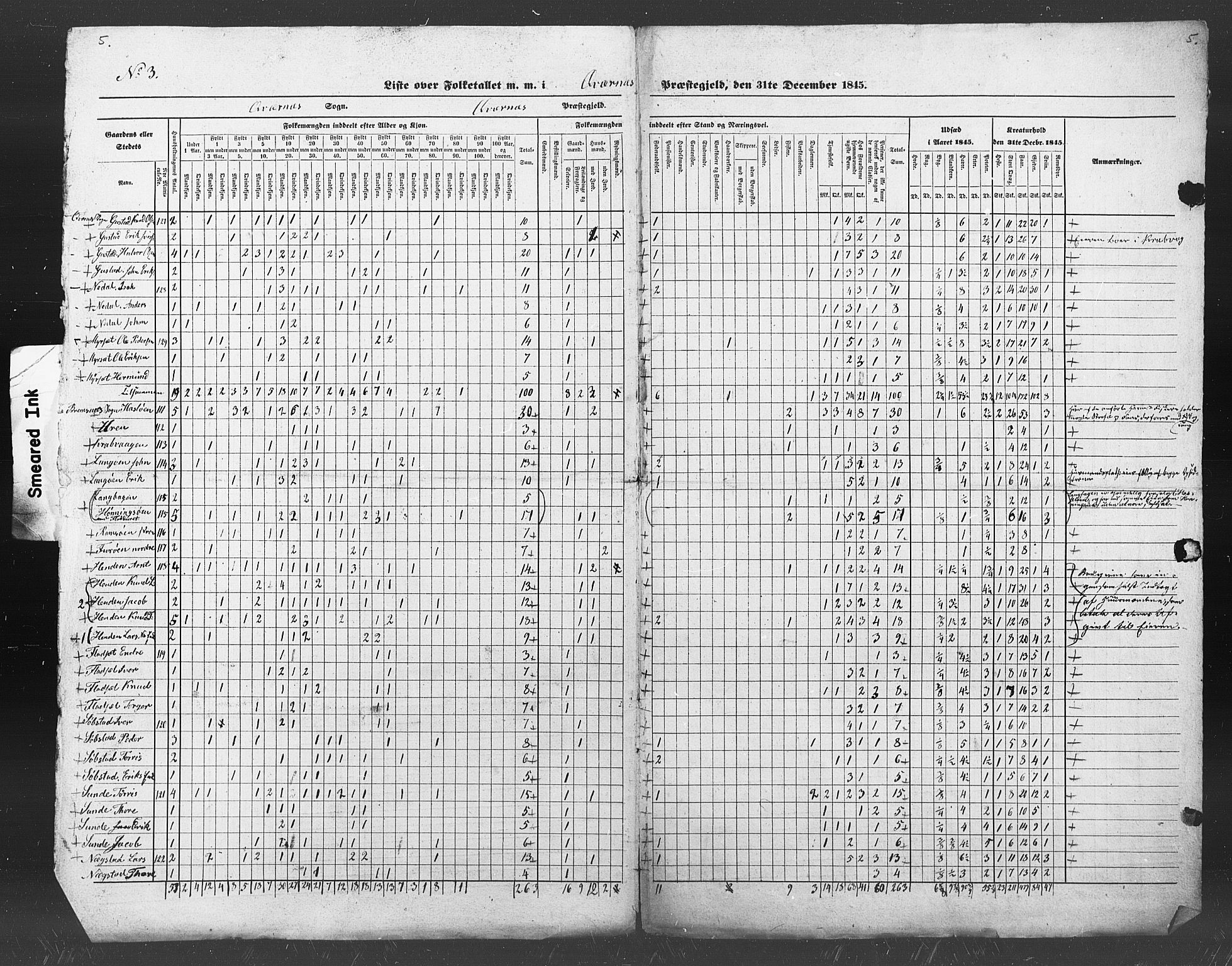 SAT, Census 1845 for Kvernes, 1845, p. 10