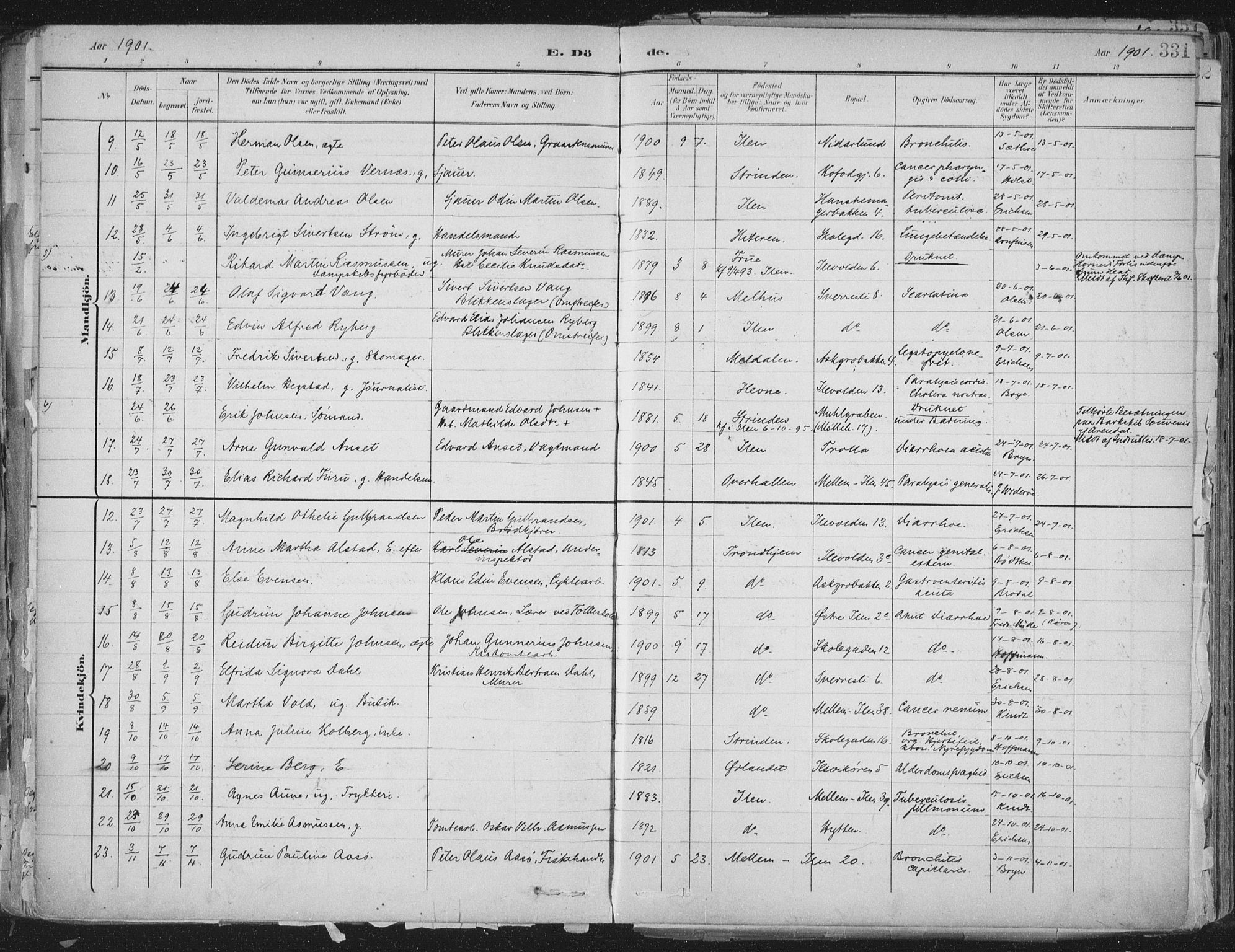 Ministerialprotokoller, klokkerbøker og fødselsregistre - Sør-Trøndelag, SAT/A-1456/603/L0167: Parish register (official) no. 603A06, 1896-1932, p. 331