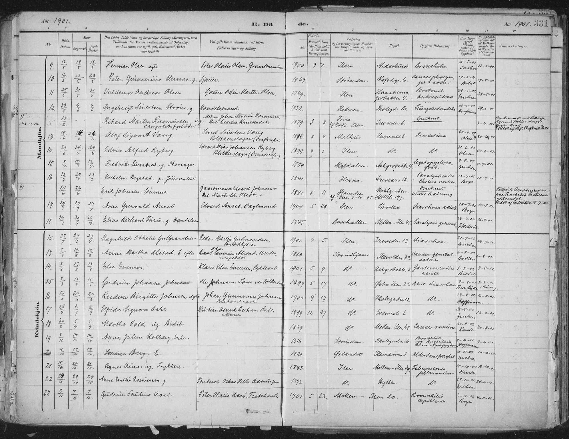 Ministerialprotokoller, klokkerbøker og fødselsregistre - Sør-Trøndelag, AV/SAT-A-1456/603/L0167: Parish register (official) no. 603A06, 1896-1932, p. 331