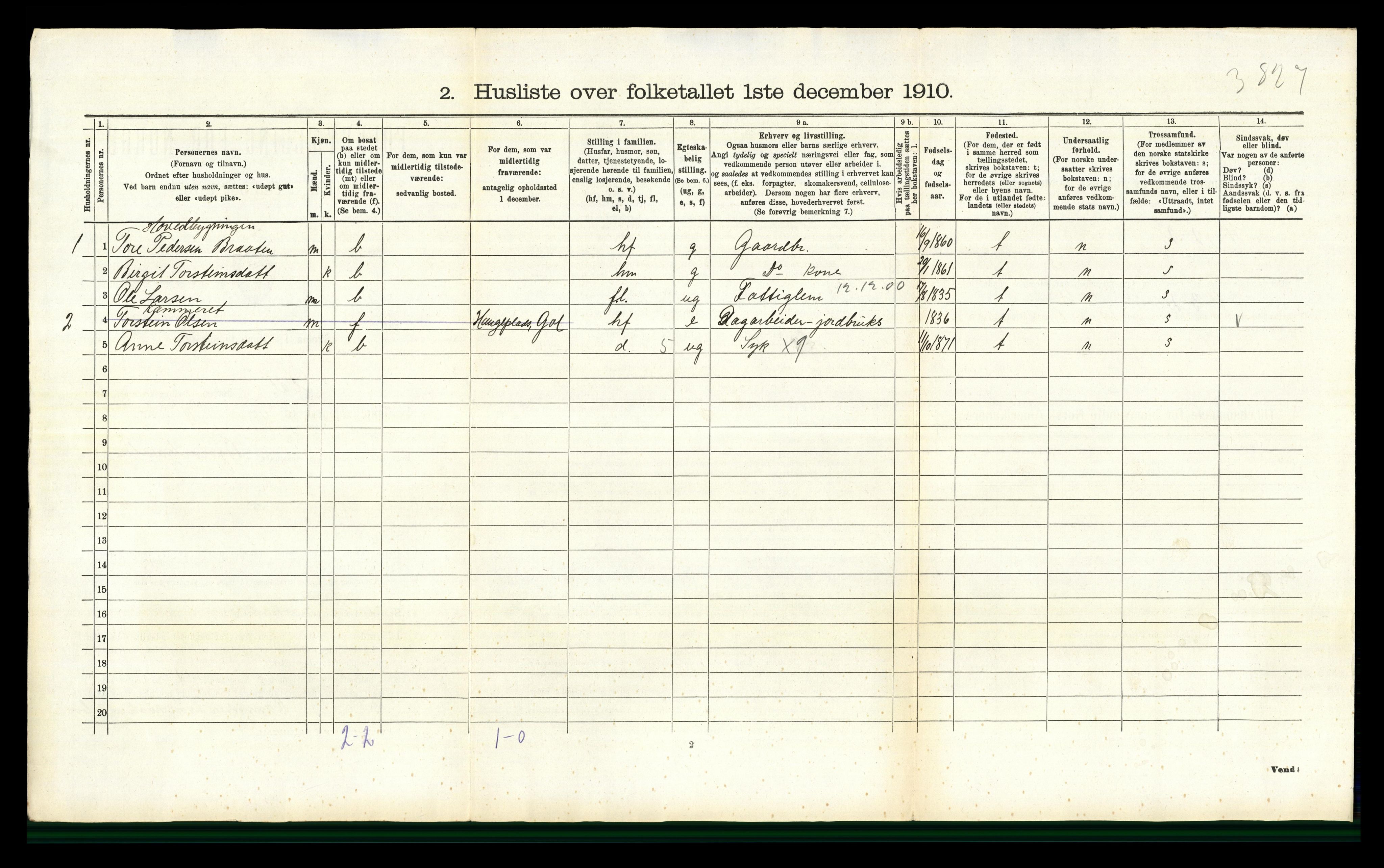 RA, 1910 census for Ål, 1910, p. 122