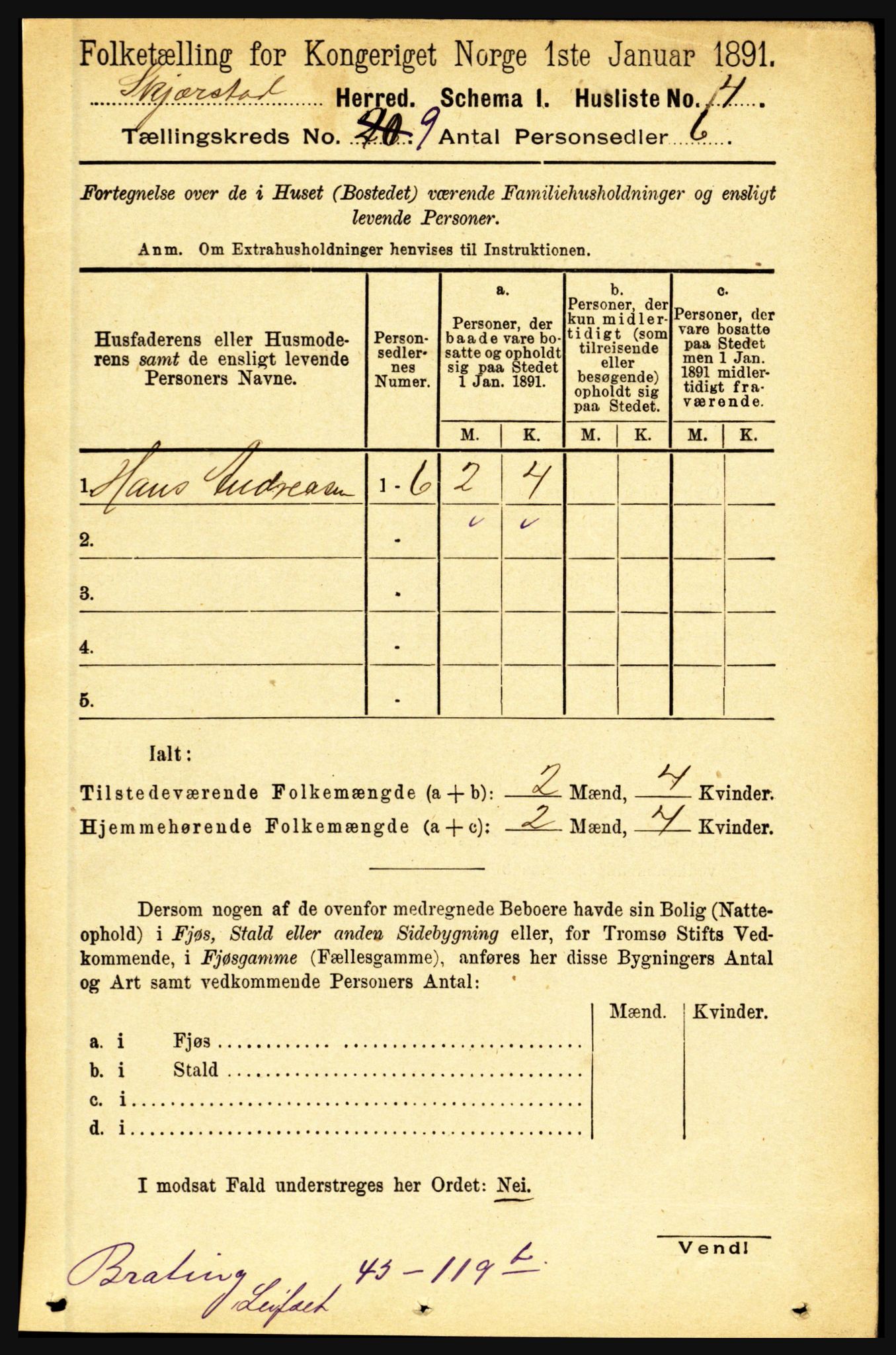 RA, 1891 census for 1842 Skjerstad, 1891, p. 3296