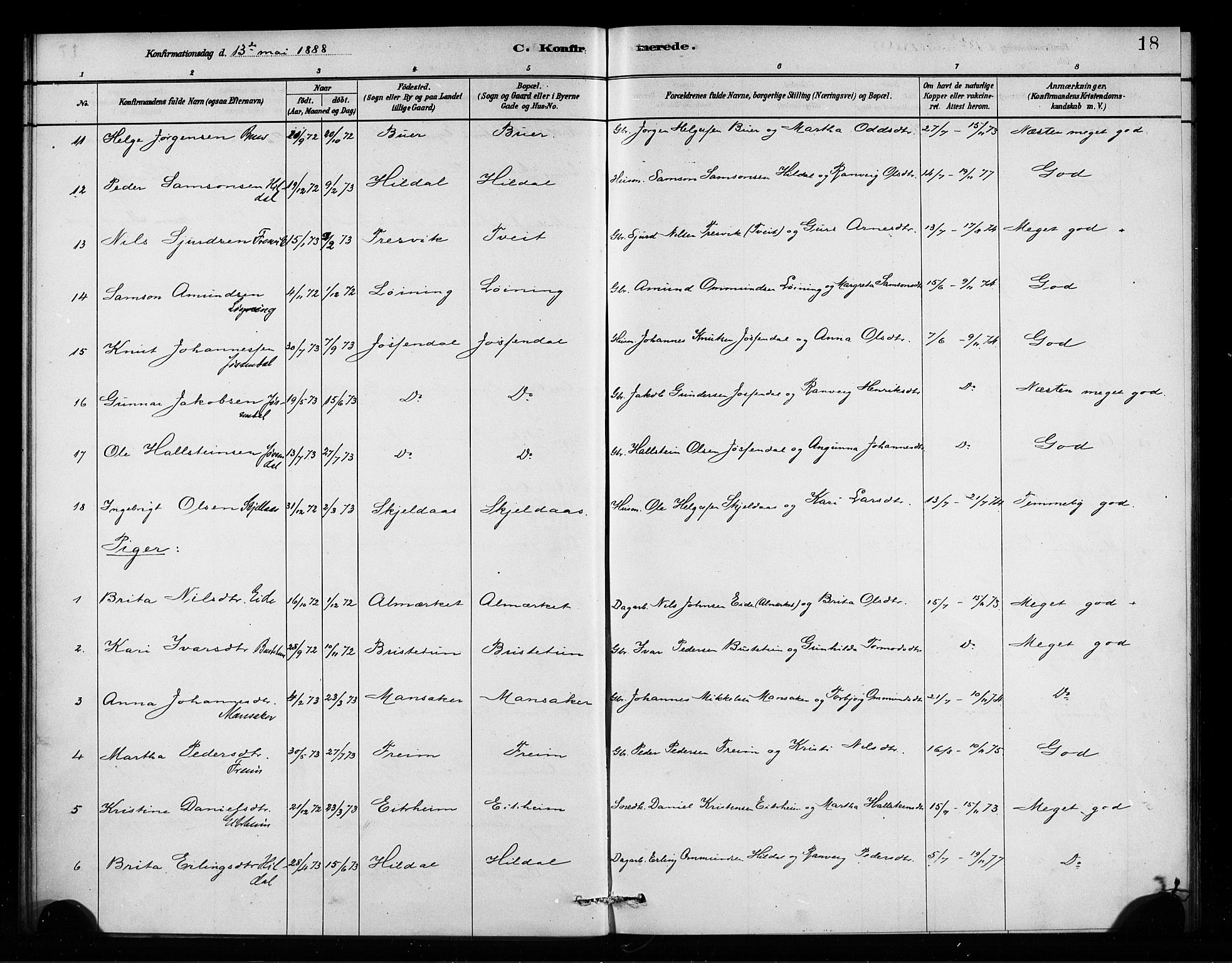 Odda Sokneprestembete, AV/SAB-A-77201/H/Haa: Parish register (official) no. A 2, 1880-1915, p. 18