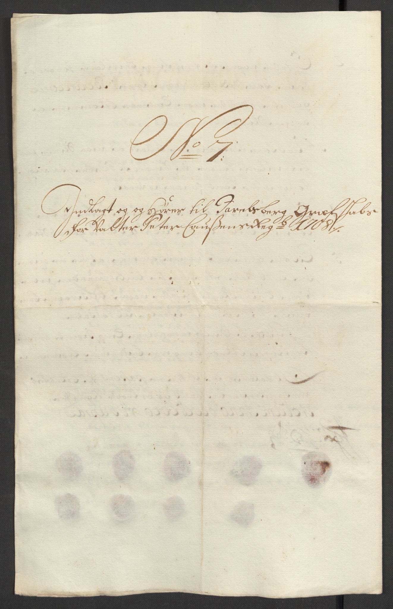 Rentekammeret inntil 1814, Reviderte regnskaper, Fogderegnskap, RA/EA-4092/R32/L1873: Fogderegnskap Jarlsberg grevskap, 1708, p. 135