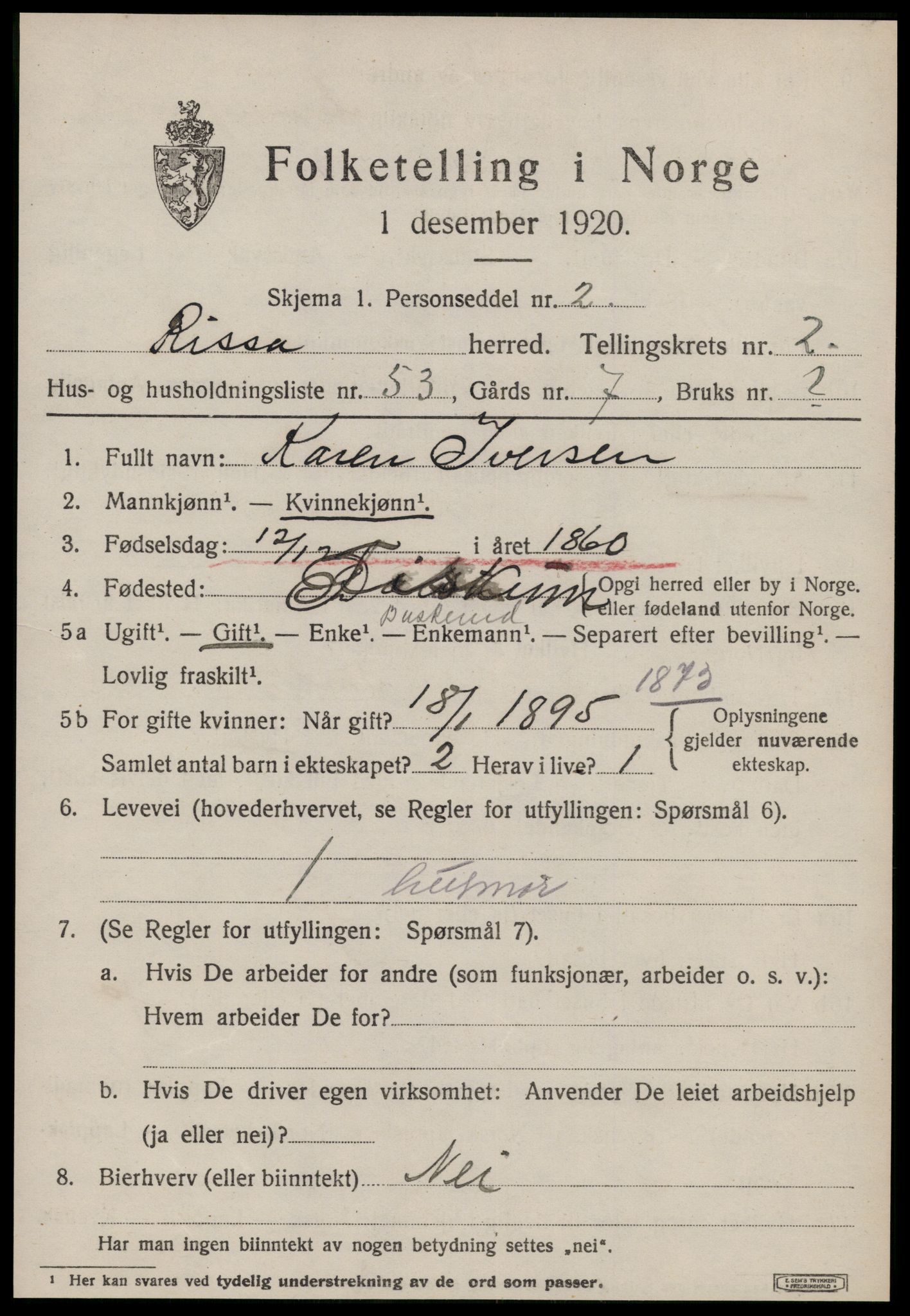 SAT, 1920 census for Rissa, 1920, p. 2321