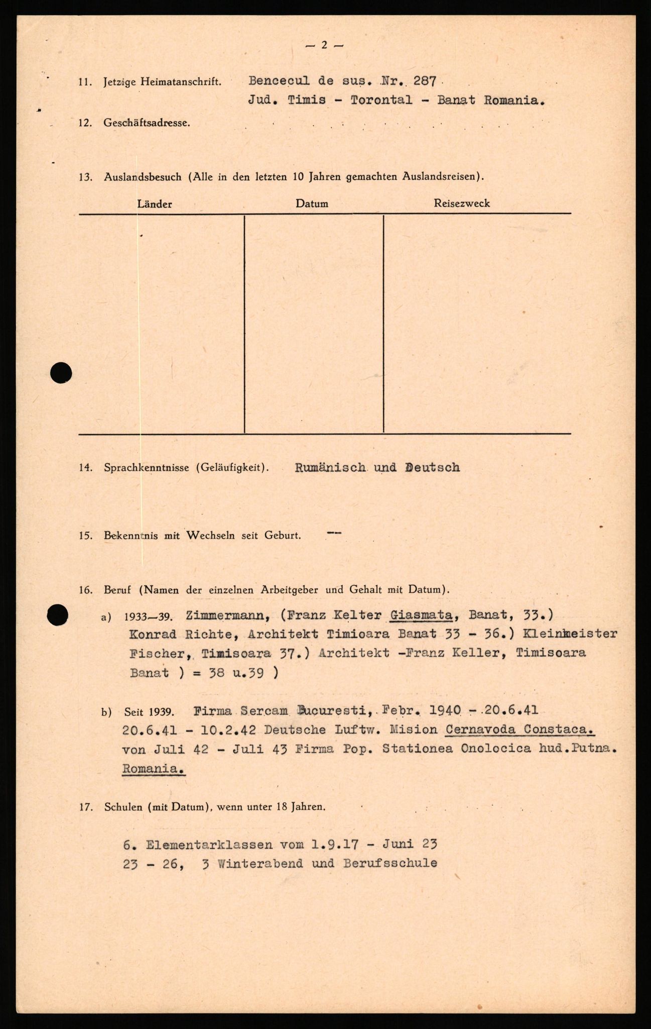 Forsvaret, Forsvarets overkommando II, RA/RAFA-3915/D/Db/L0041: CI Questionaires.  Diverse nasjonaliteter., 1945-1946, p. 110