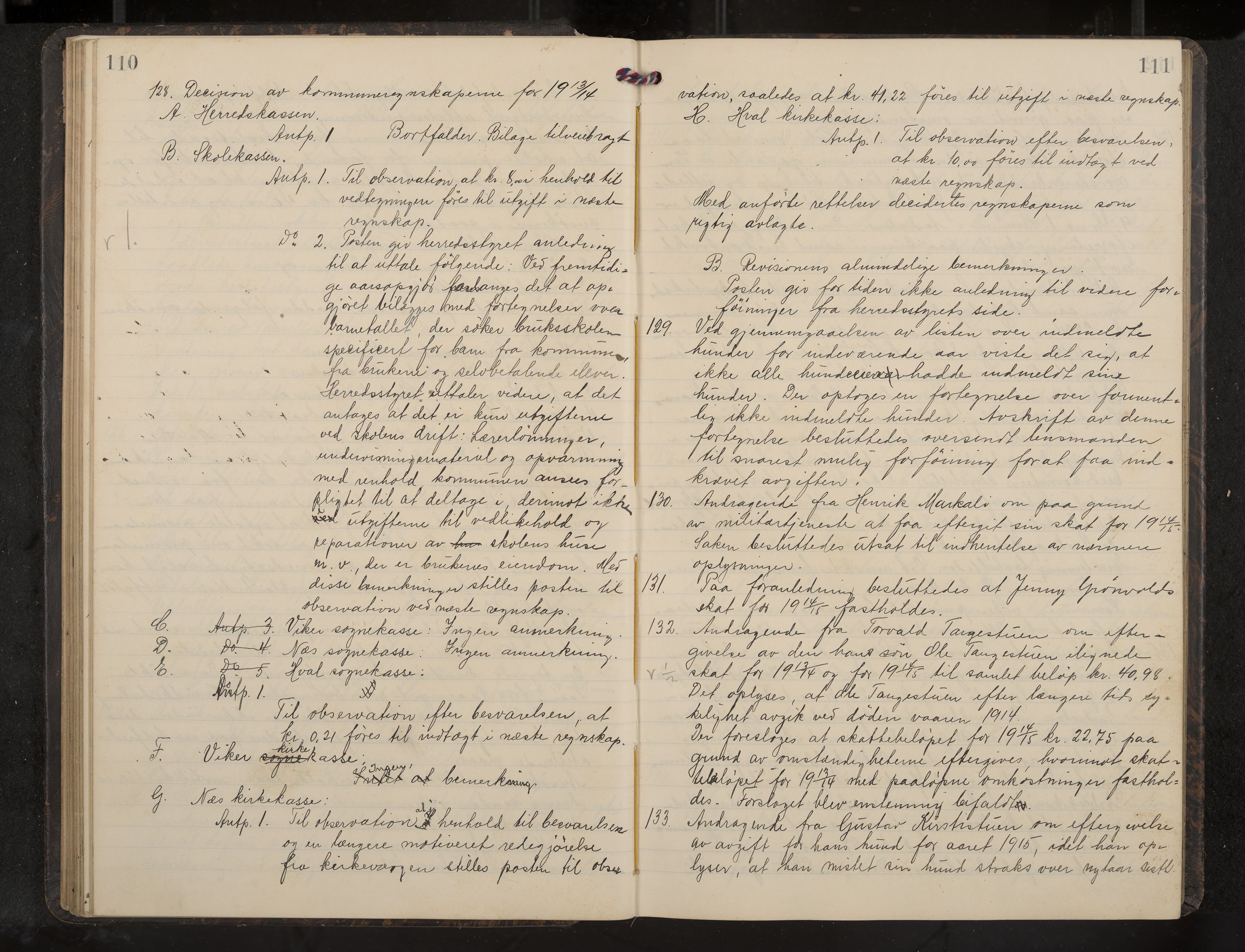 Ådal formannskap og sentraladministrasjon, IKAK/0614021/A/Aa/L0004: Møtebok, 1914-1918, p. 110-111