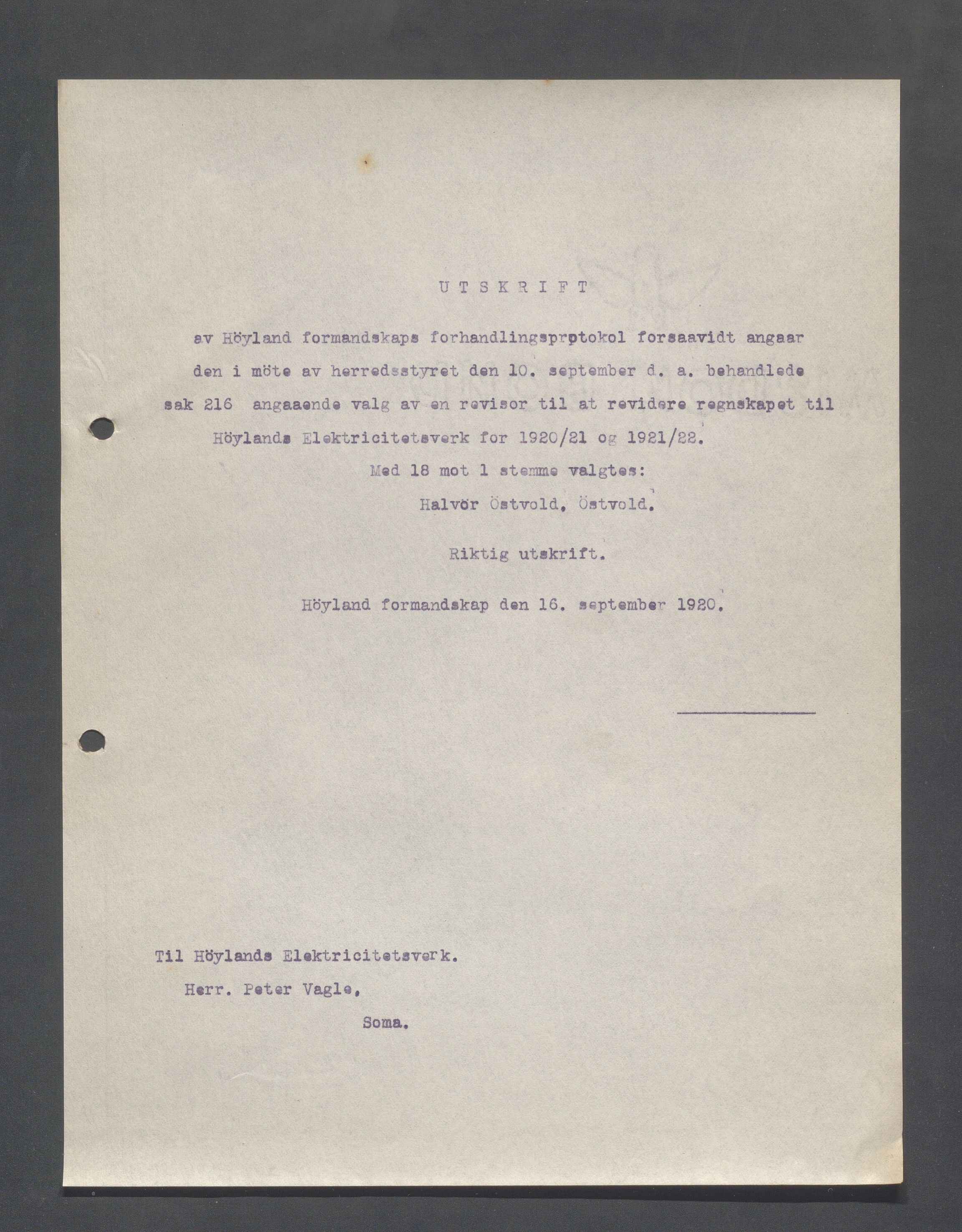 Høyland kommune - Formannskapet, IKAR/K-100046/B/L0005: Kopibok, 1918-1921, p. 1103