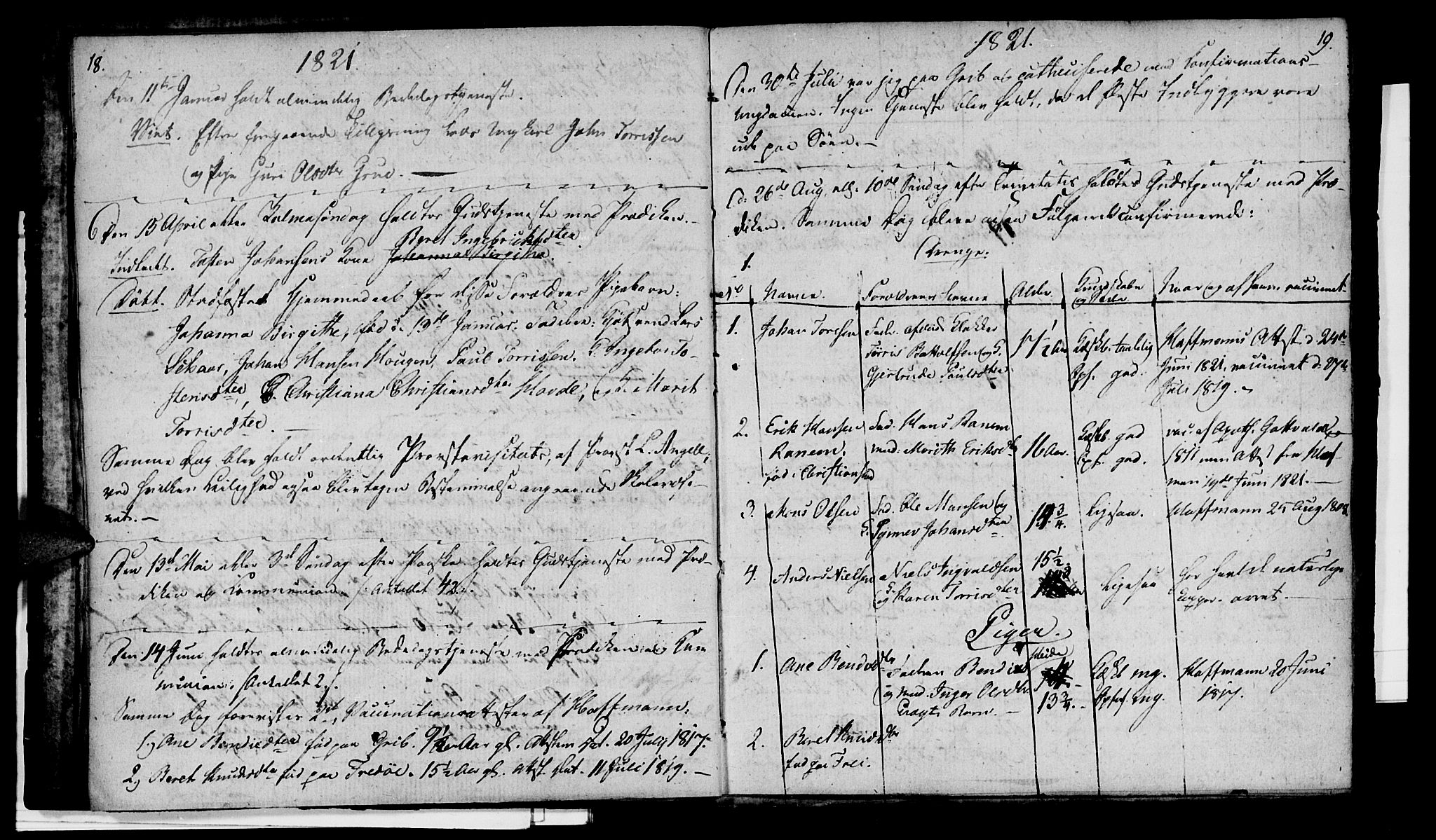 Ministerialprotokoller, klokkerbøker og fødselsregistre - Møre og Romsdal, SAT/A-1454/574/L0877: Parish register (official) no. 574A03, 1814-1832, p. 18-19