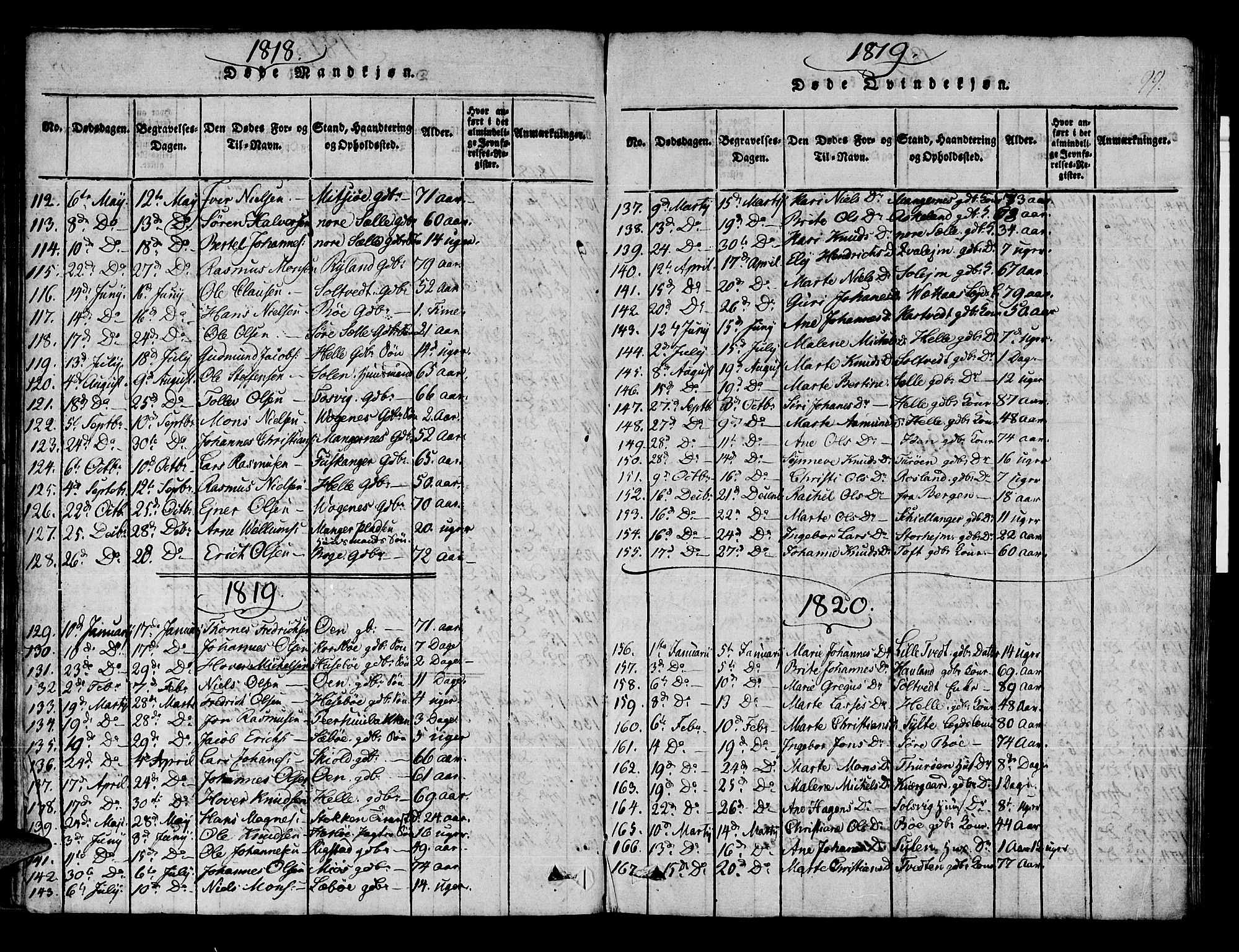 Manger sokneprestembete, AV/SAB-A-76801/H/Haa: Parish register (official) no. A 3, 1816-1824, p. 99