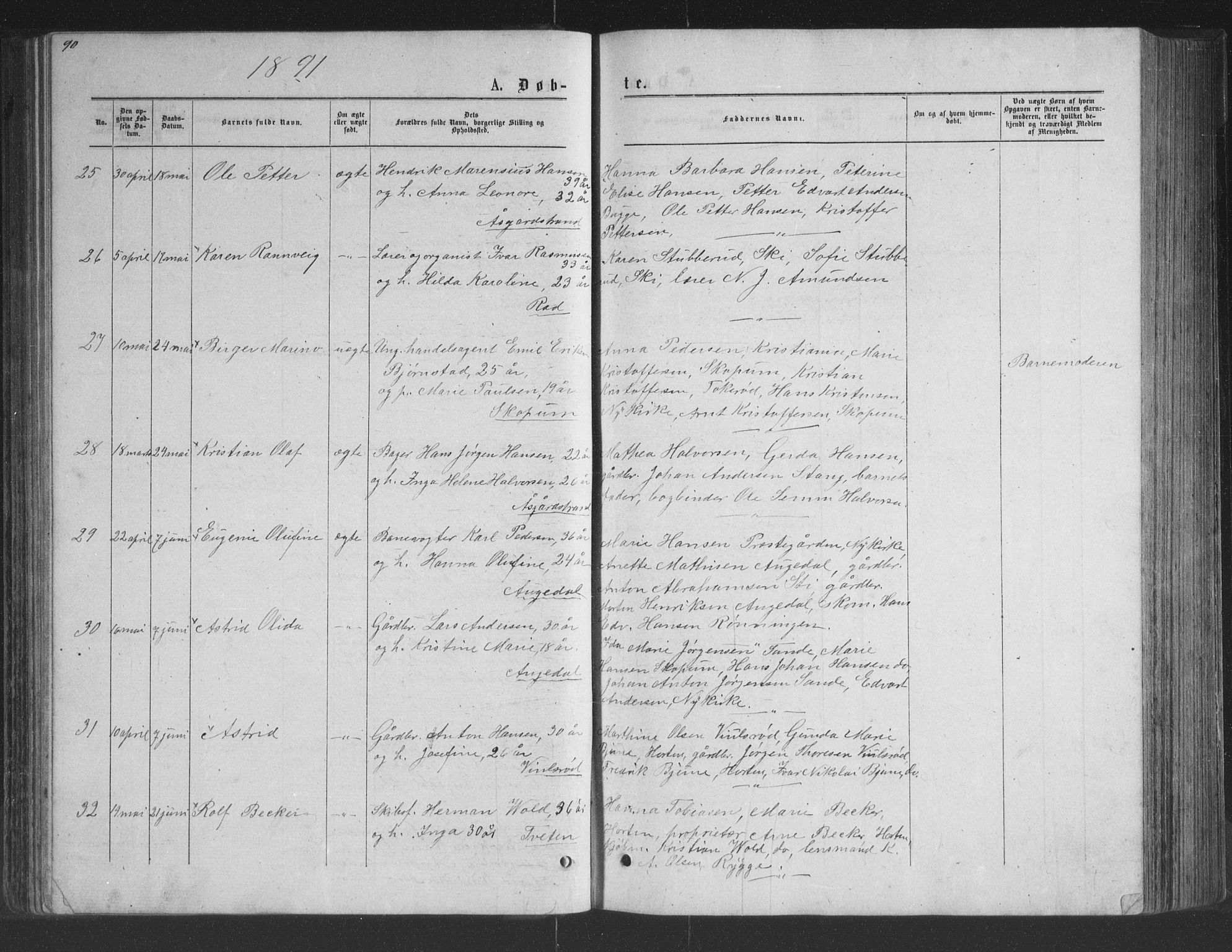 Borre kirkebøker, AV/SAKO-A-338/G/Ga/L0003: Parish register (copy) no. I 3, 1871-1892, p. 90