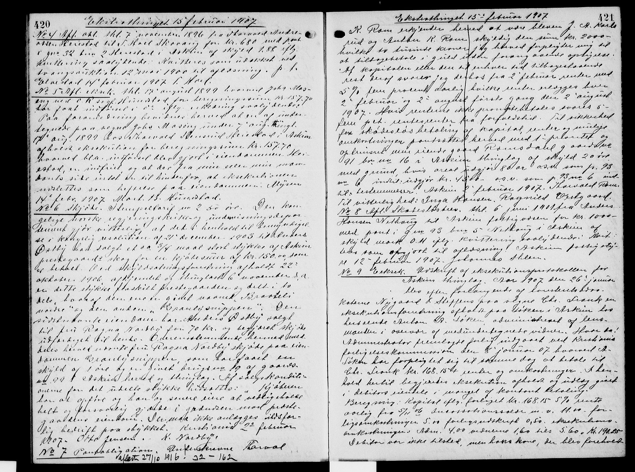 Rakkestad sorenskriveri, AV/SAO-A-10686/G/Gb/Gba/Gbaa/L0027: Mortgage book no. 27, 1906-1908, p. 420-421