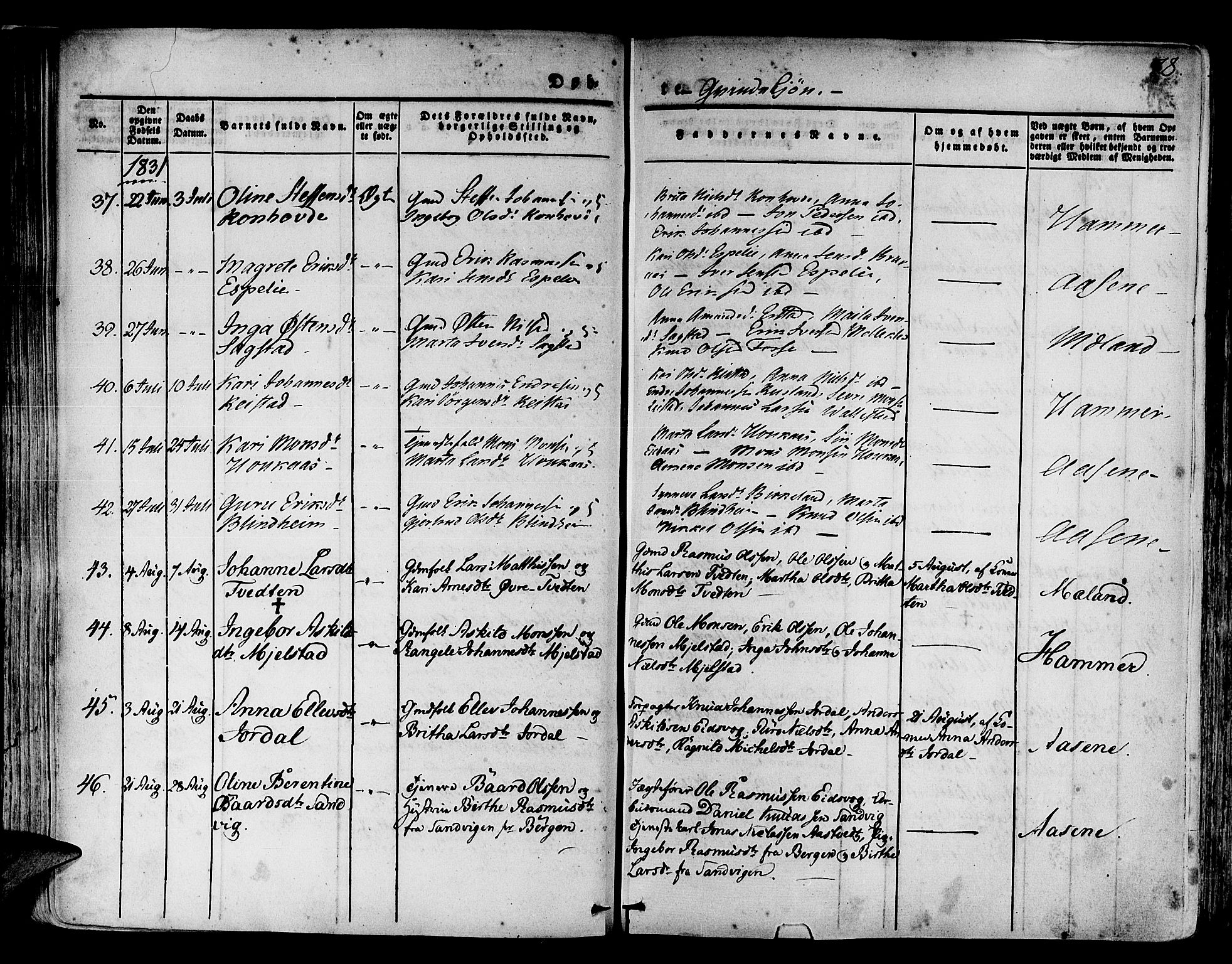 Hamre sokneprestembete, AV/SAB-A-75501/H/Ha/Haa/Haaa/L0011: Parish register (official) no. A 11, 1826-1834, p. 78