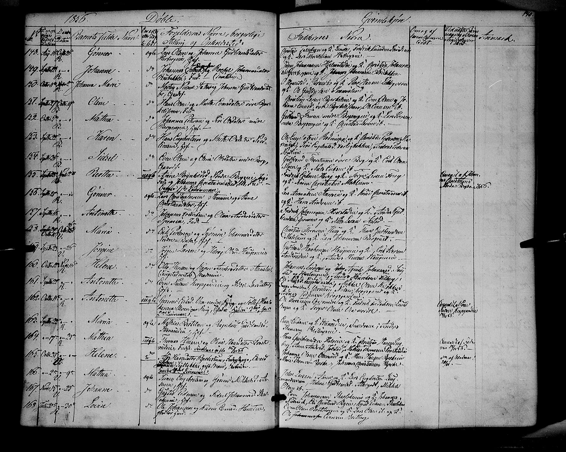 Ringsaker prestekontor, AV/SAH-PREST-014/K/Ka/L0009: Parish register (official) no. 9, 1850-1860, p. 140