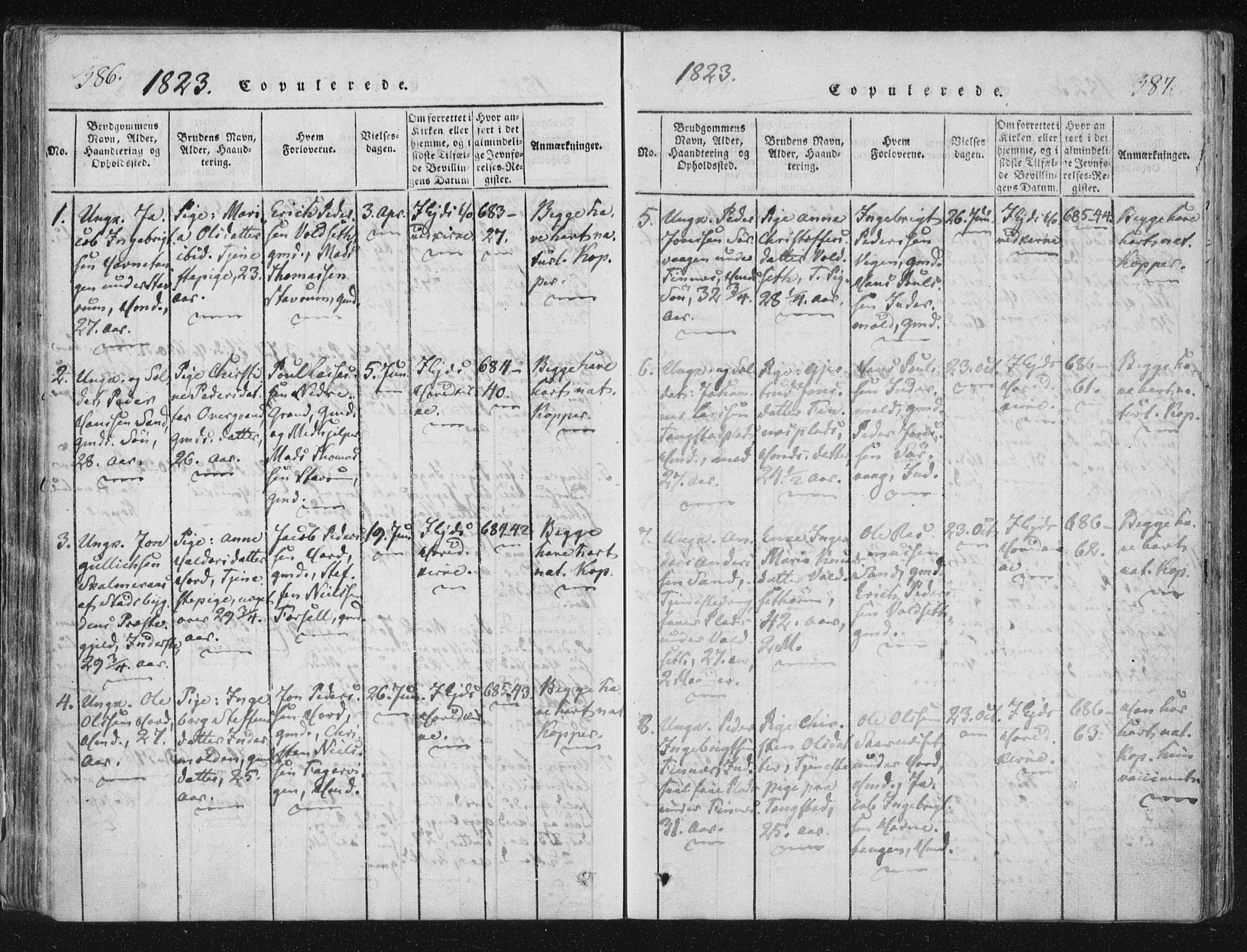 Ministerialprotokoller, klokkerbøker og fødselsregistre - Nord-Trøndelag, SAT/A-1458/744/L0417: Parish register (official) no. 744A01, 1817-1842, p. 386-387