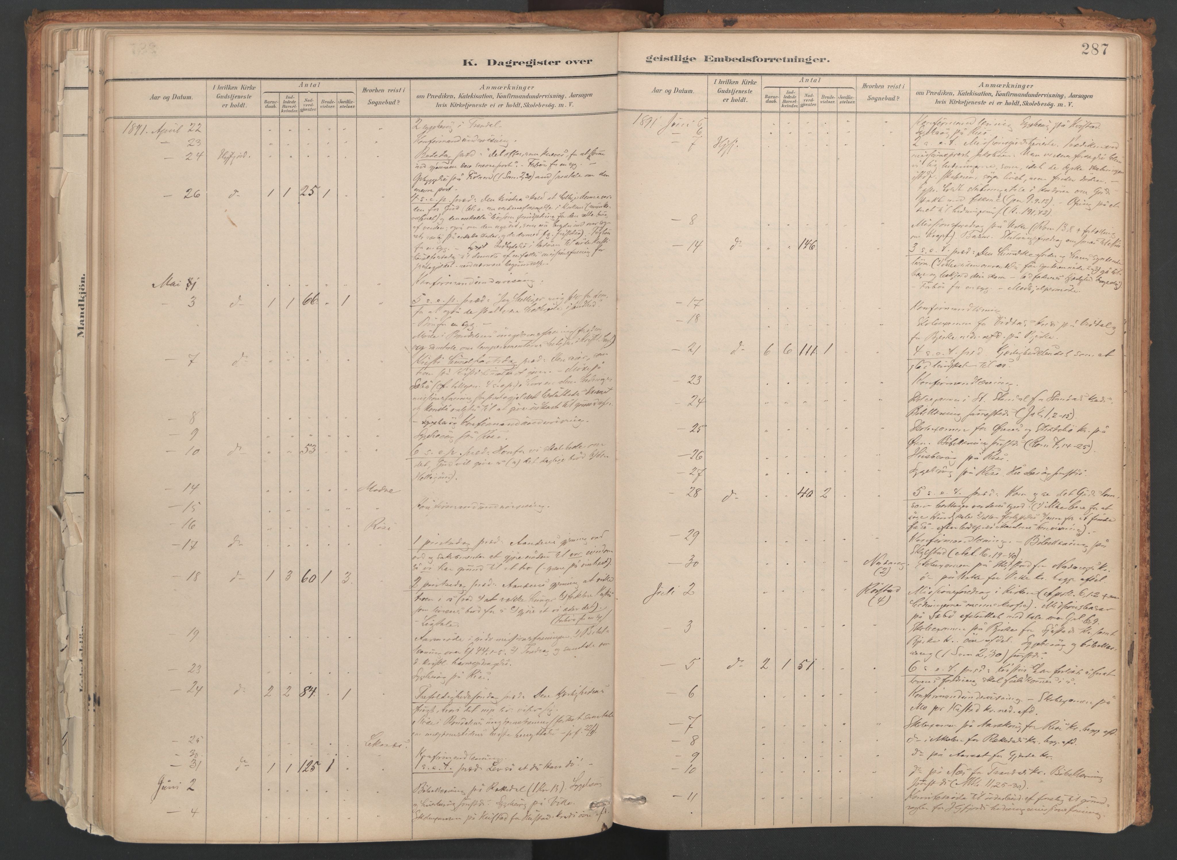 Ministerialprotokoller, klokkerbøker og fødselsregistre - Møre og Romsdal, AV/SAT-A-1454/515/L0211: Parish register (official) no. 515A07, 1886-1910, p. 287