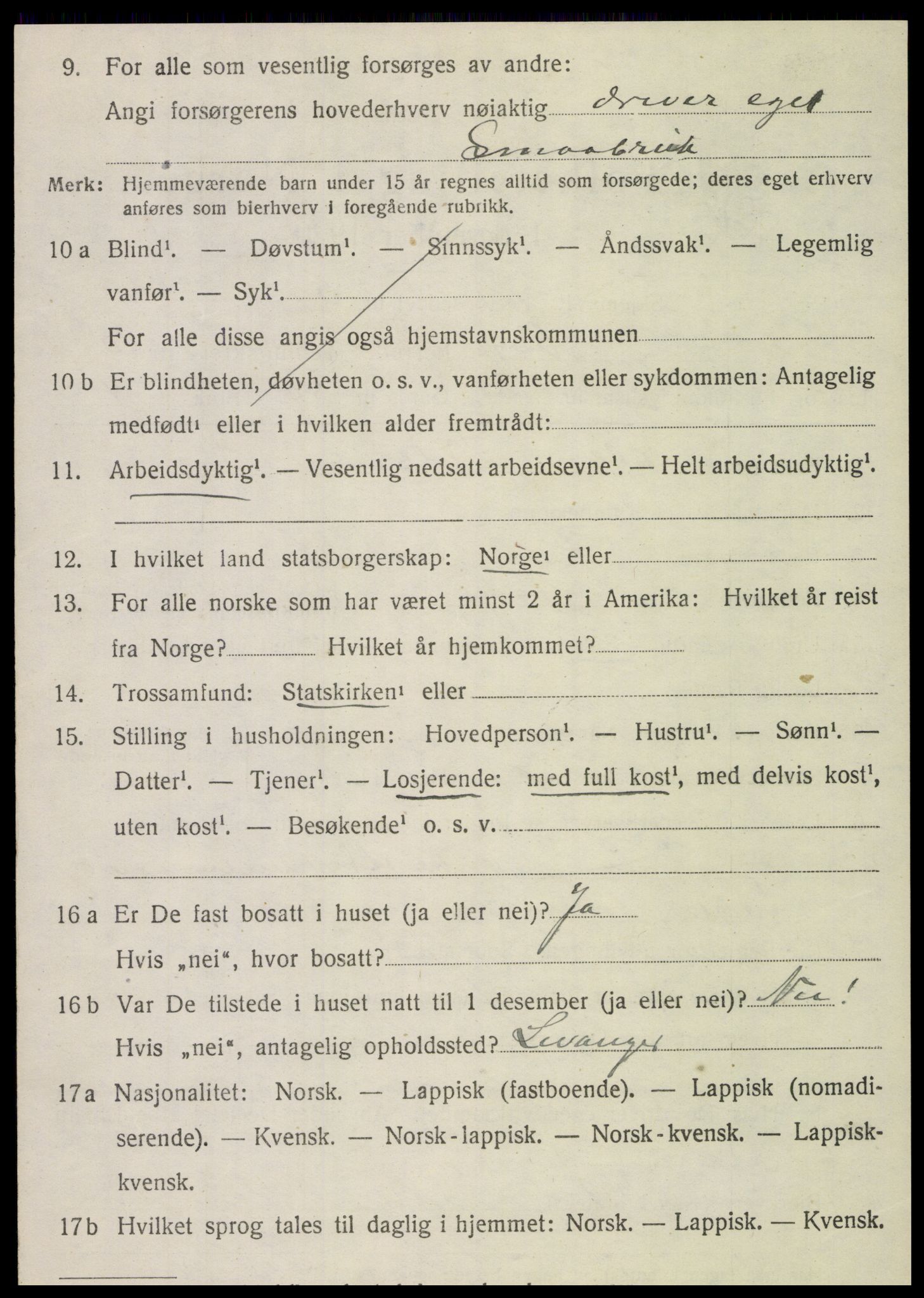 SAT, 1920 census for Vega, 1920, p. 5486