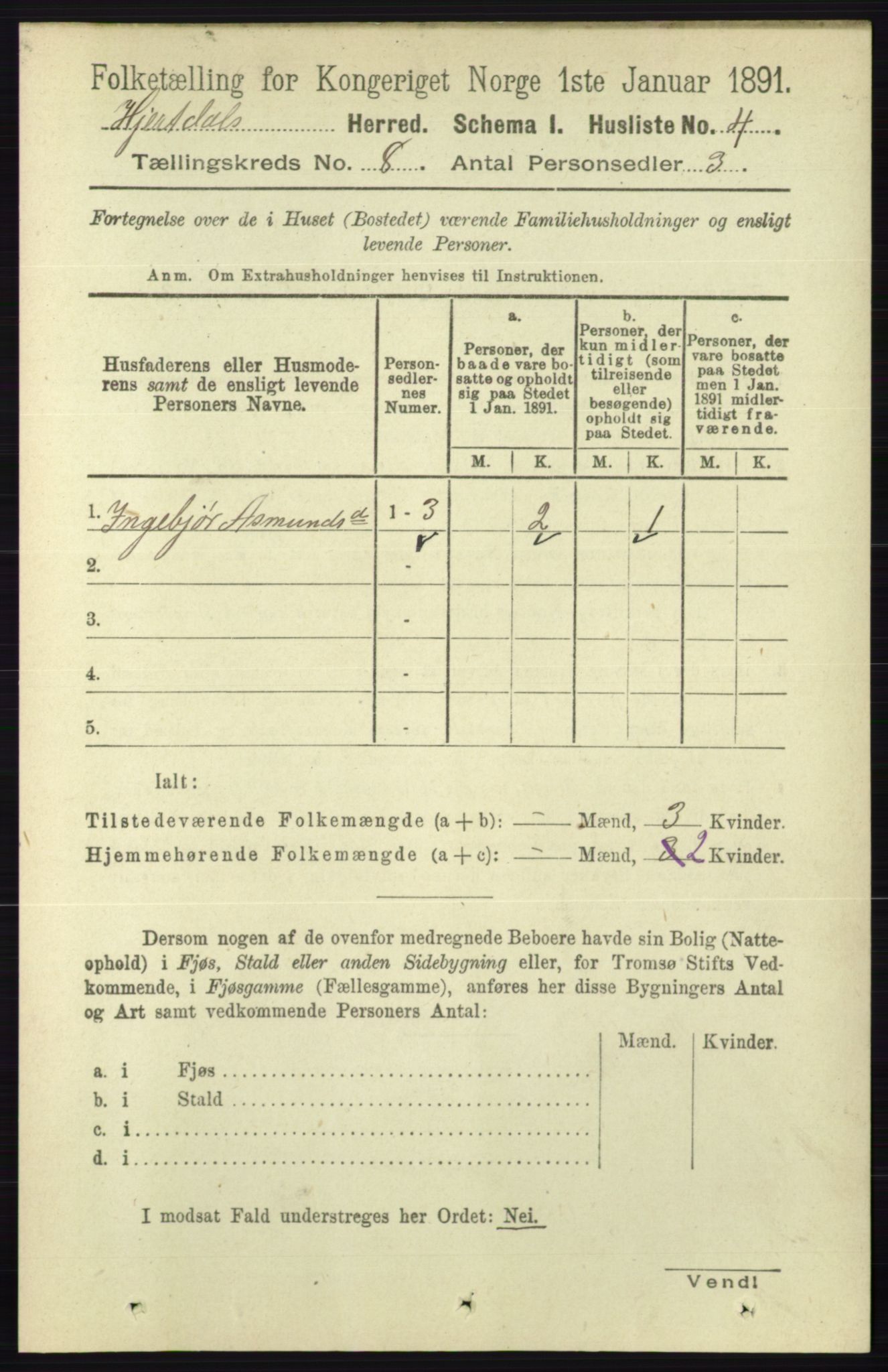 RA, 1891 census for 0827 Hjartdal, 1891, p. 2774