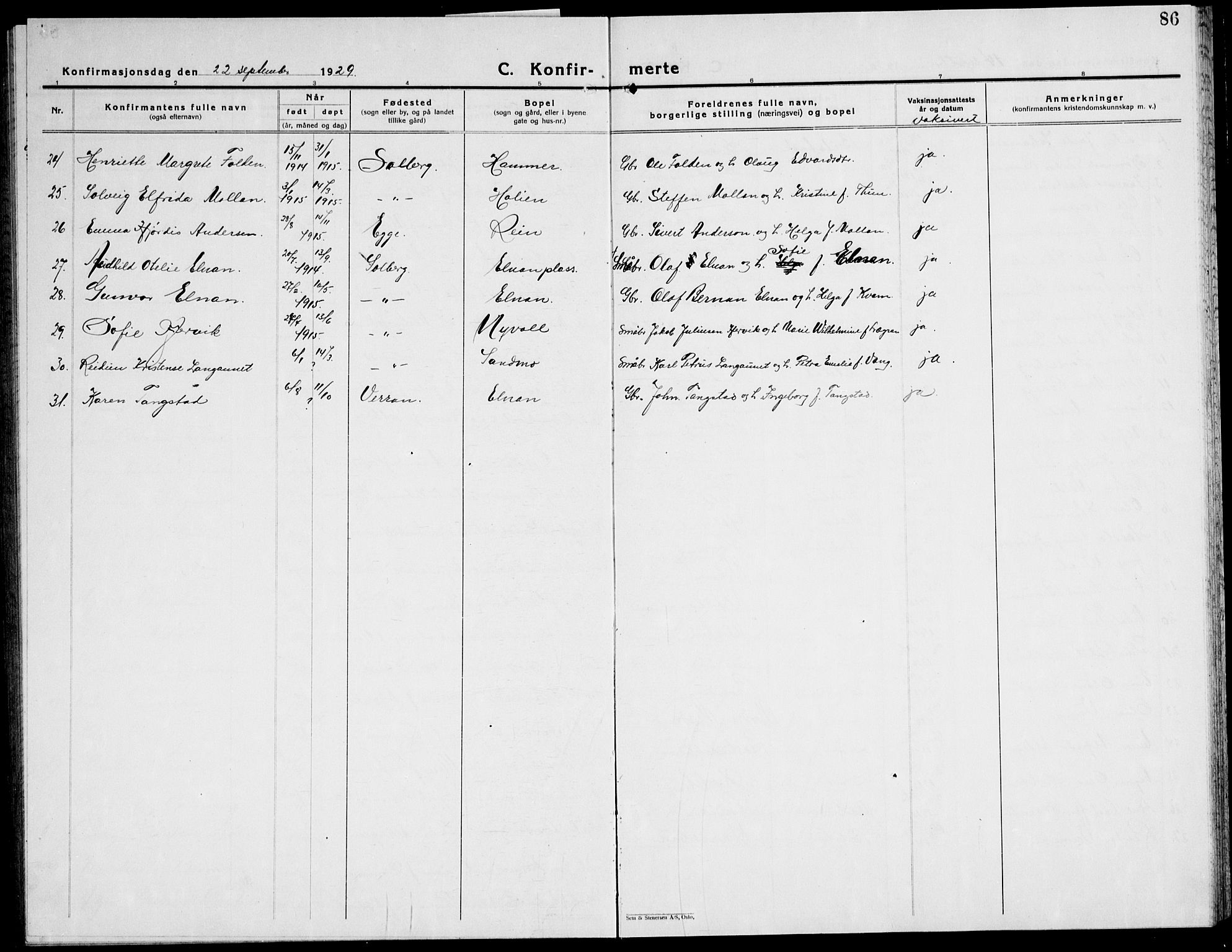 Ministerialprotokoller, klokkerbøker og fødselsregistre - Nord-Trøndelag, SAT/A-1458/741/L0403: Parish register (copy) no. 741C04, 1925-1944, p. 86