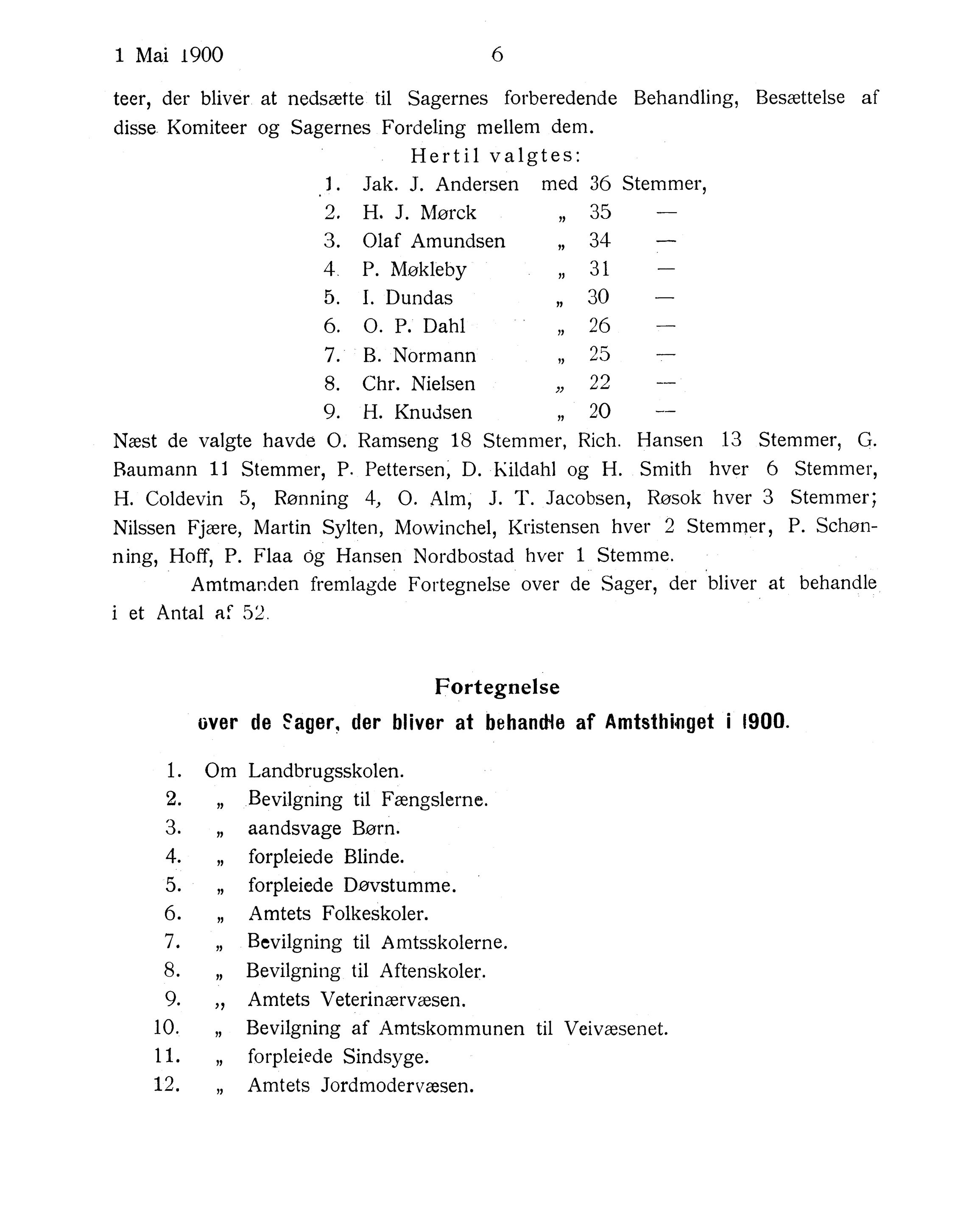 Nordland Fylkeskommune. Fylkestinget, AIN/NFK-17/176/A/Ac/L0023: Fylkestingsforhandlinger 1900, 1900, p. 6