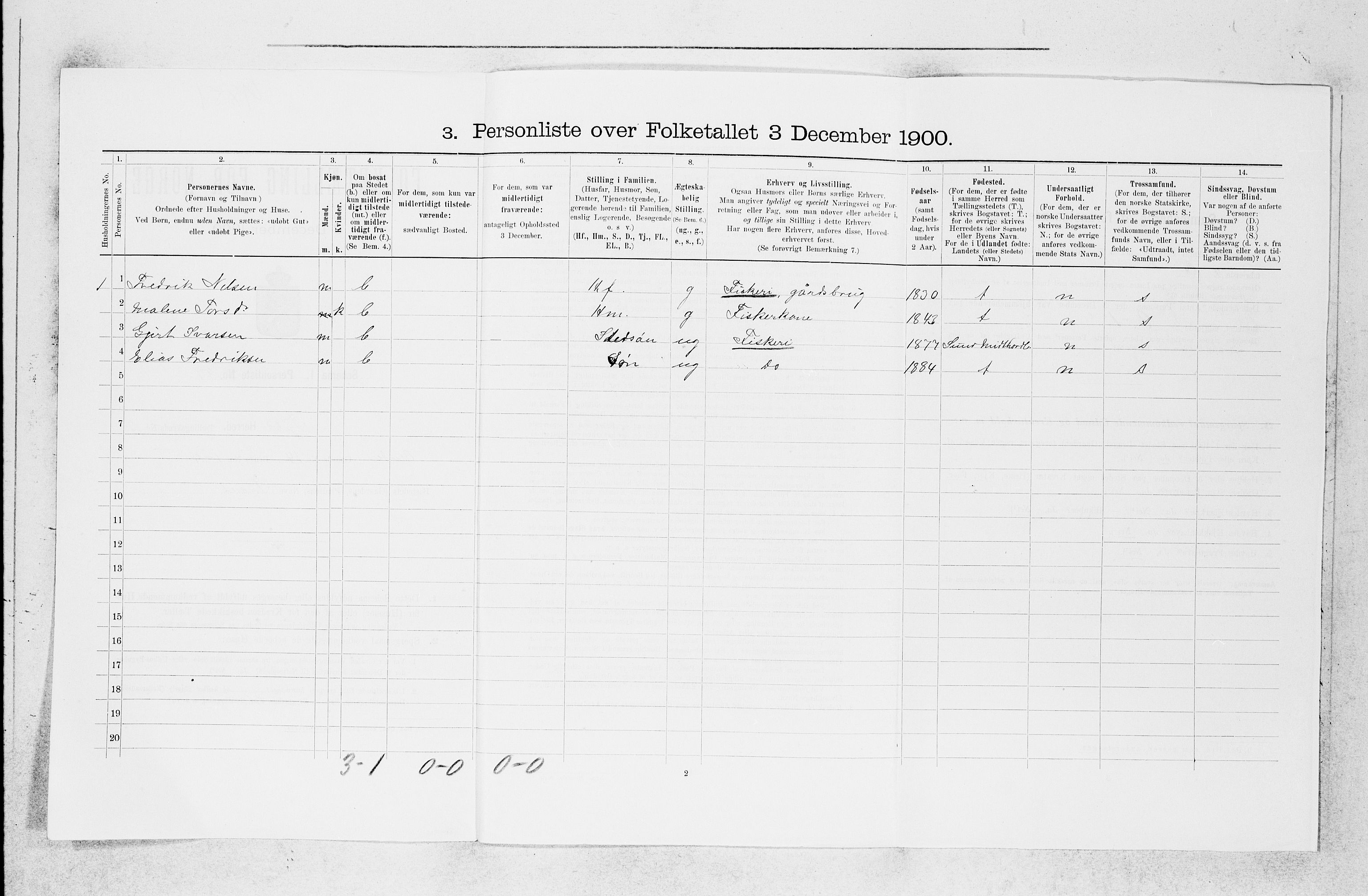 SAB, 1900 census for Fjell, 1900, p. 347
