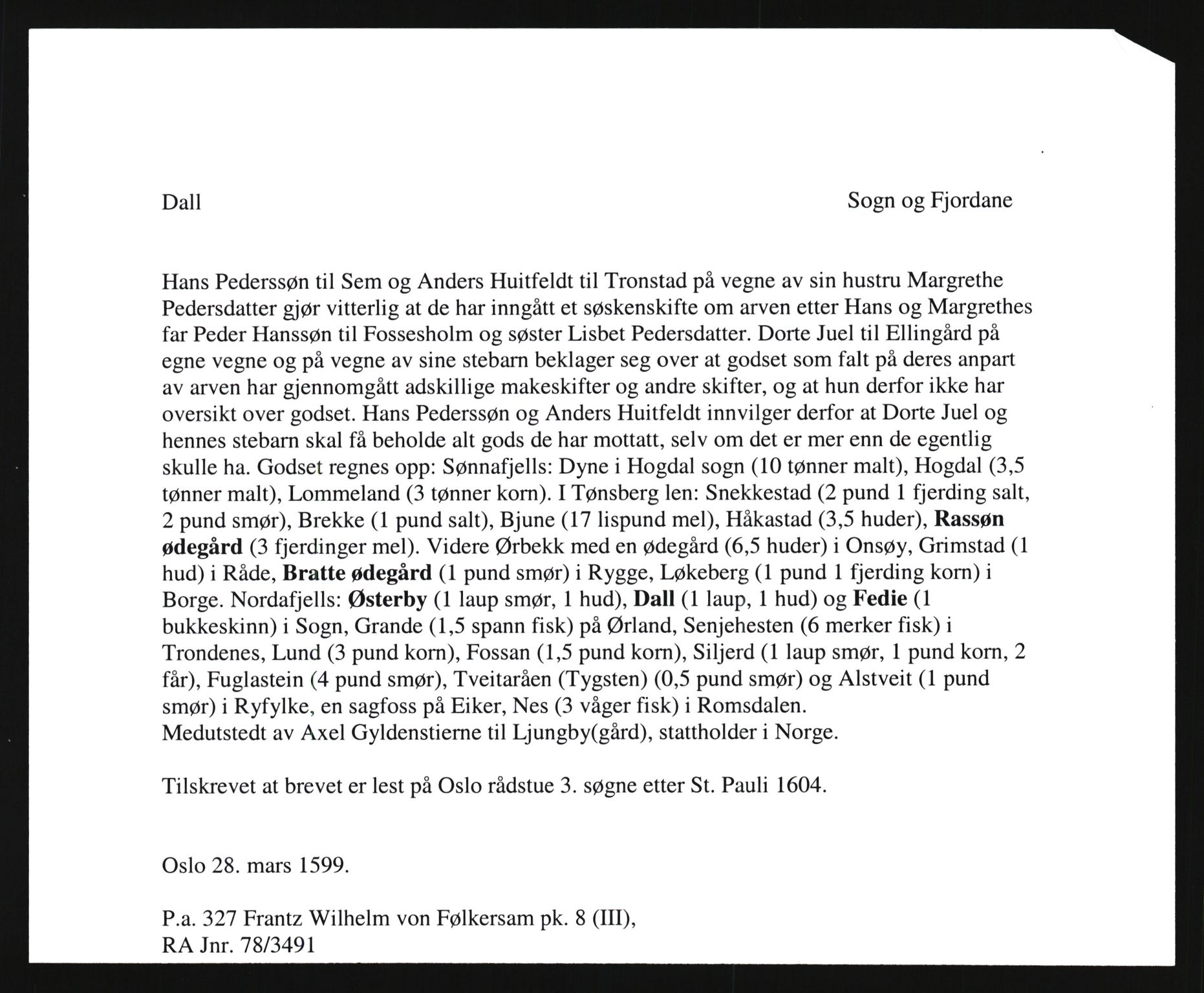 Riksarkivets diplomsamling, AV/RA-EA-5965/F35/F35e/L0030: Registreringssedler Sogn og Fjordane, 1400-1700, p. 19