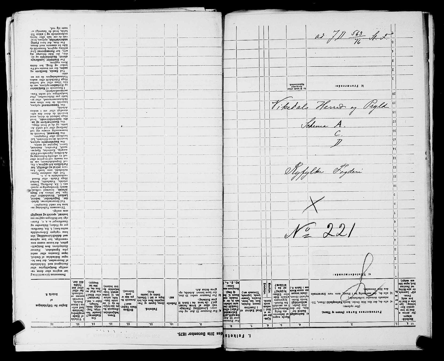 SAST, 1875 census for 1157P Vikedal, 1875, p. 1