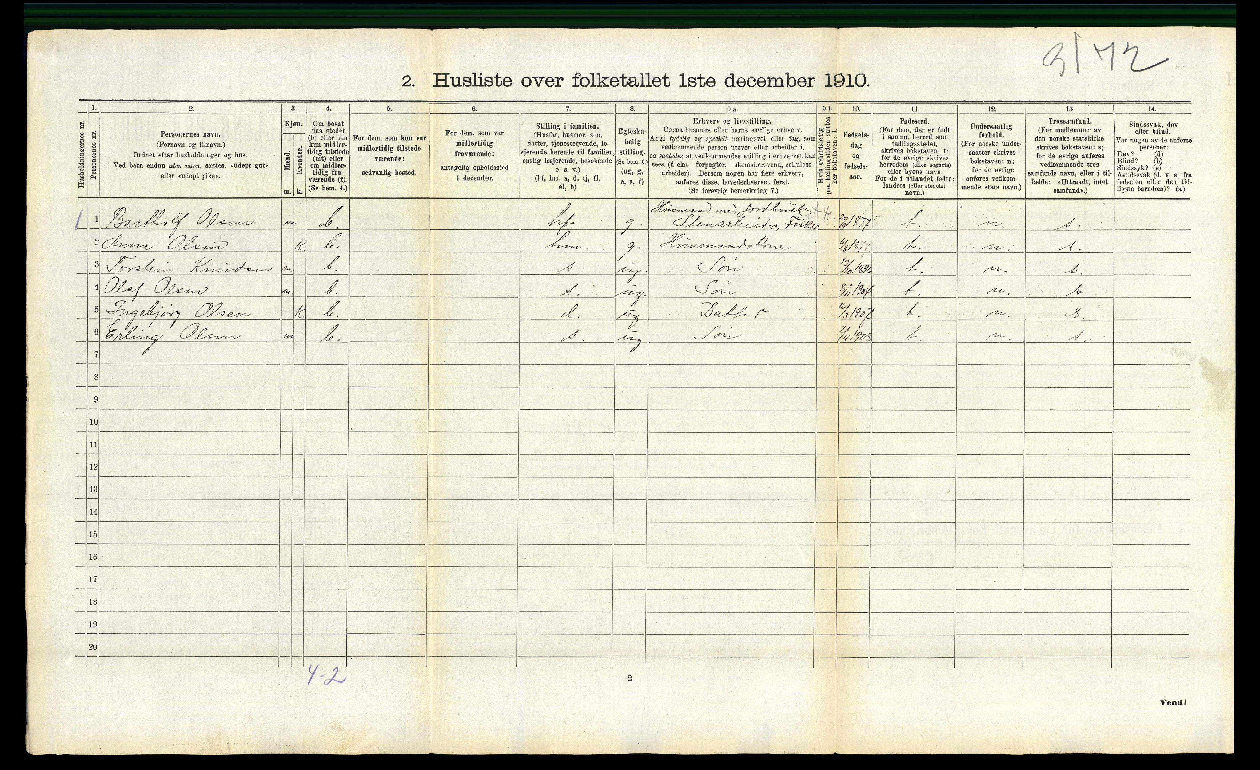 RA, 1910 census for Evenes, 1910, p. 946