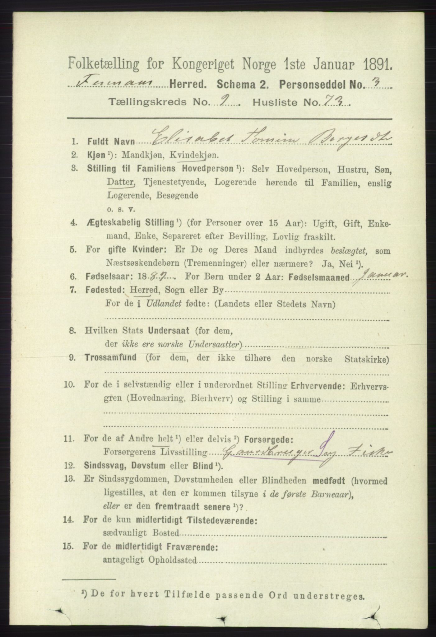 RA, 1891 census for 1218 Finnås, 1891, p. 4408