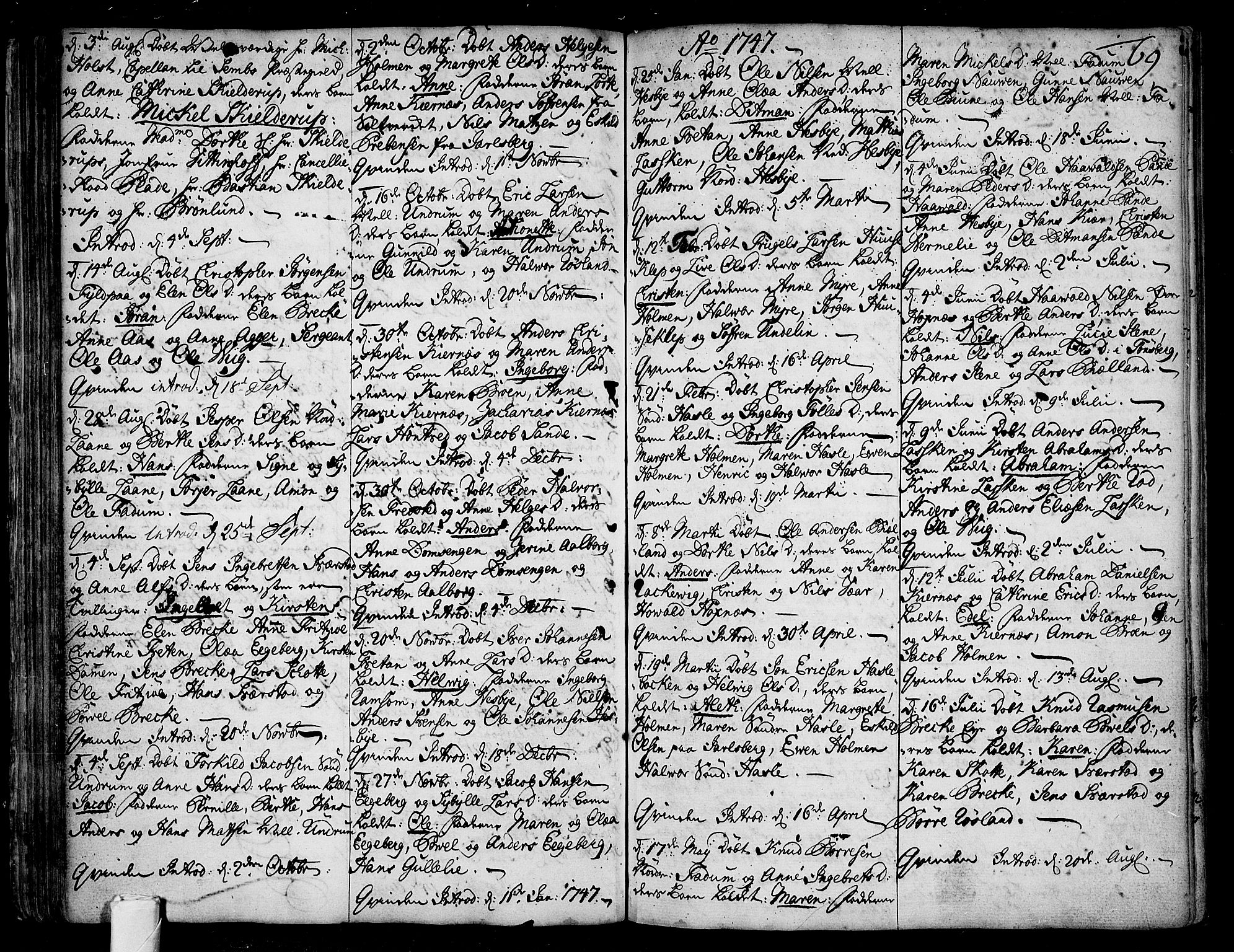 Sem kirkebøker, AV/SAKO-A-5/F/Fa/L0001: Parish register (official) no. I 1, 1702-1763, p. 69