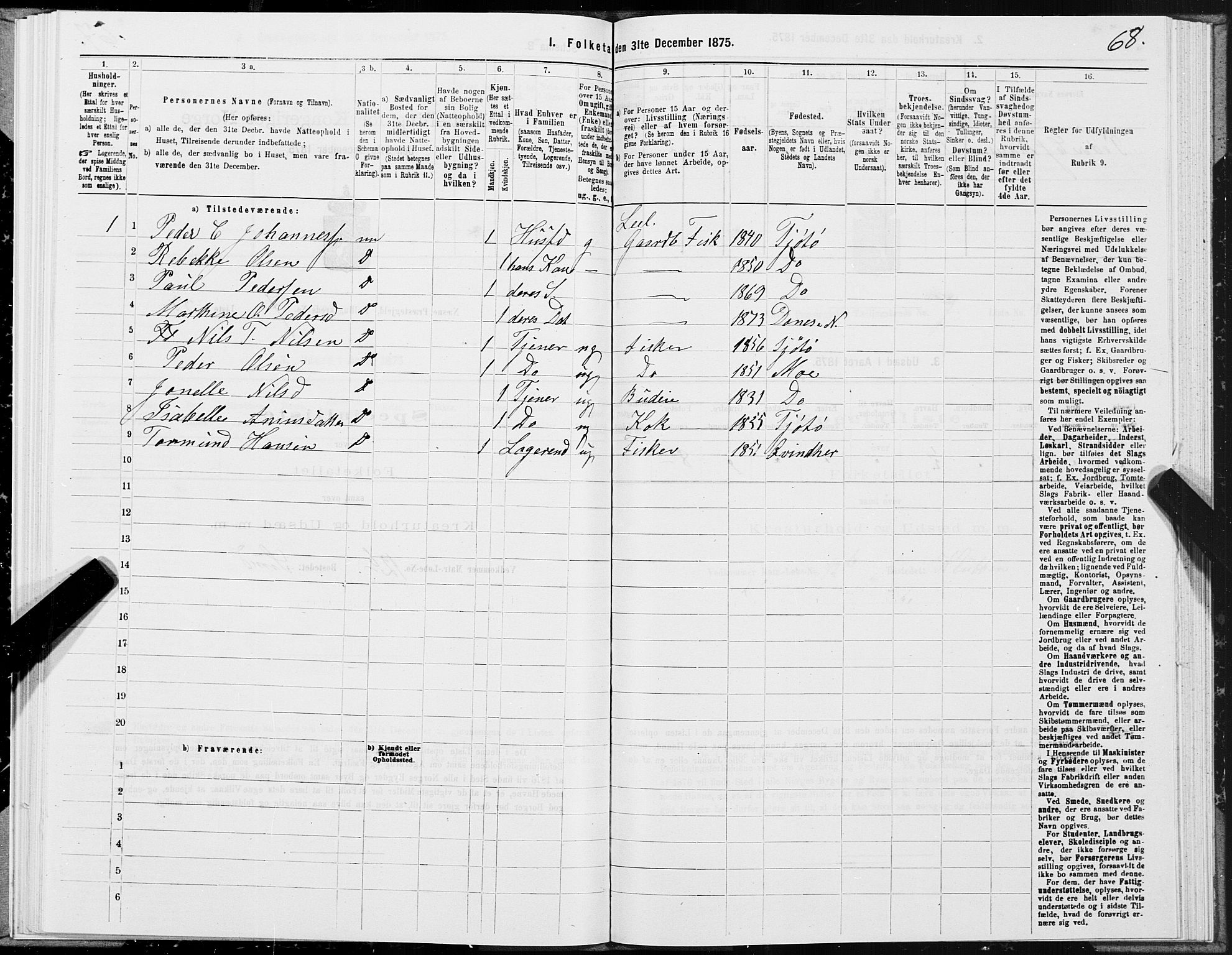 SAT, 1875 census for 1828P Nesna, 1875, p. 6068