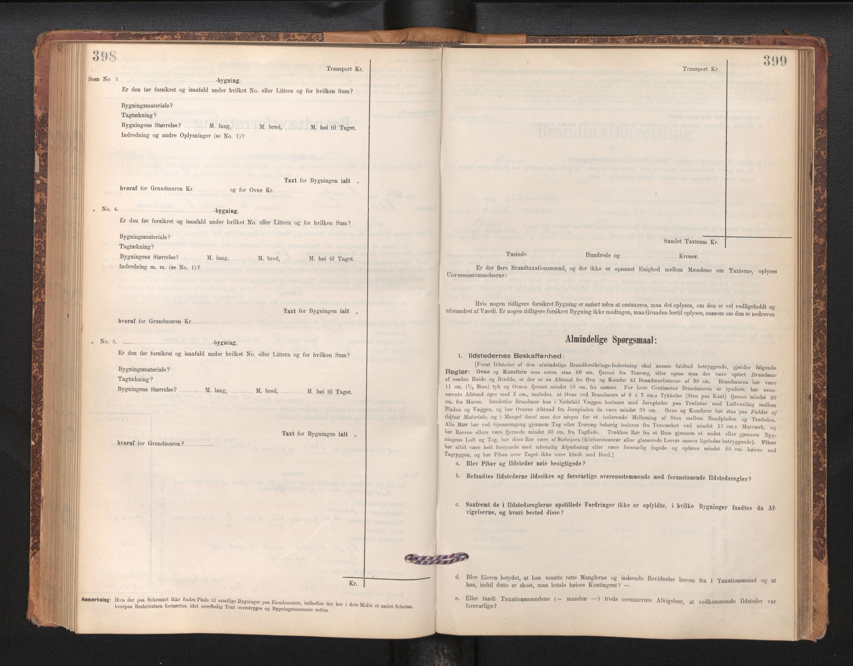 Lensmannen i Sveio, SAB/A-35301/0012/L0008: Branntakstprotokoll, skjematakst, 1912-1939, p. 398-399