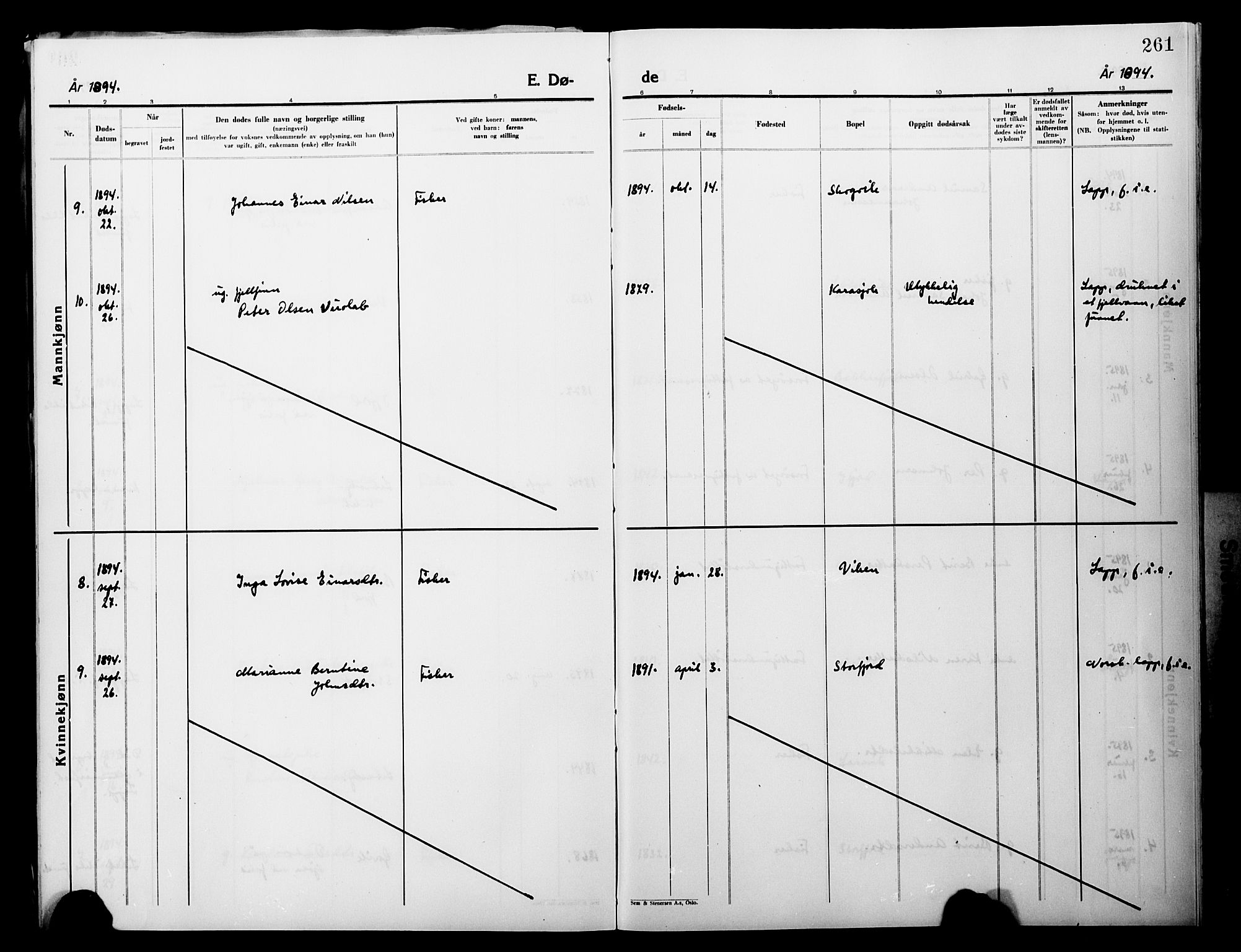 Lebesby sokneprestkontor, AV/SATØ-S-1353/H/Ha/L0004kirke: Parish register (official) no. 4, 1870-1902, p. 261