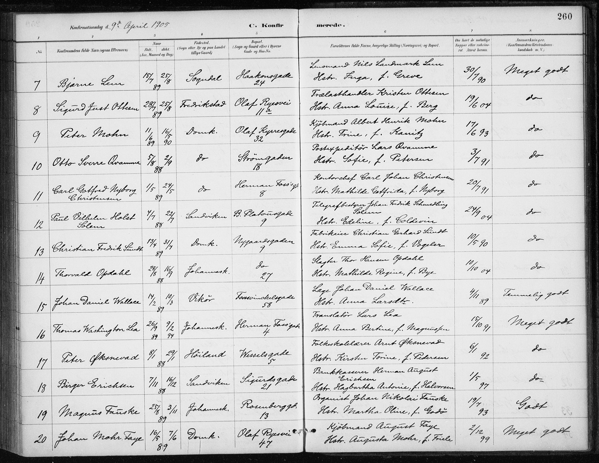 Johanneskirken sokneprestembete, AV/SAB-A-76001/H/Haa/L0008: Parish register (official) no. C 1, 1885-1907, p. 260