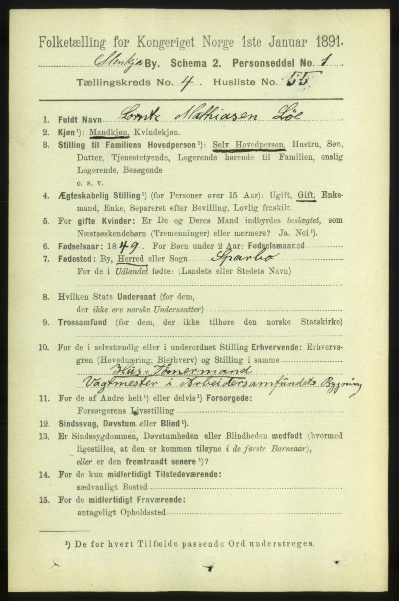 RA, 1891 census for 1702 Steinkjer, 1891, p. 1712