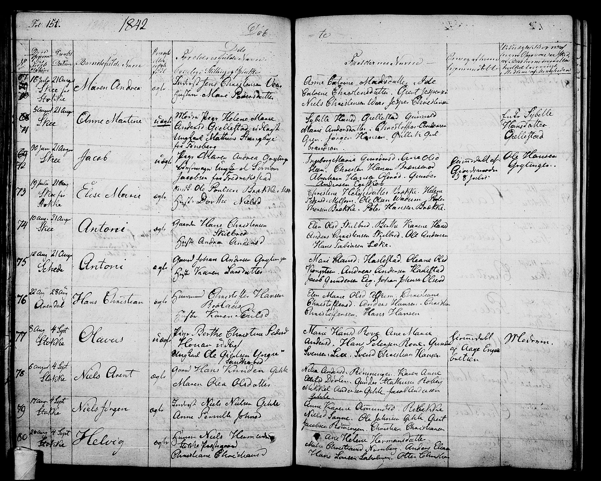 Stokke kirkebøker, SAKO/A-320/F/Fa/L0006: Parish register (official) no. I 6, 1826-1843, p. 151