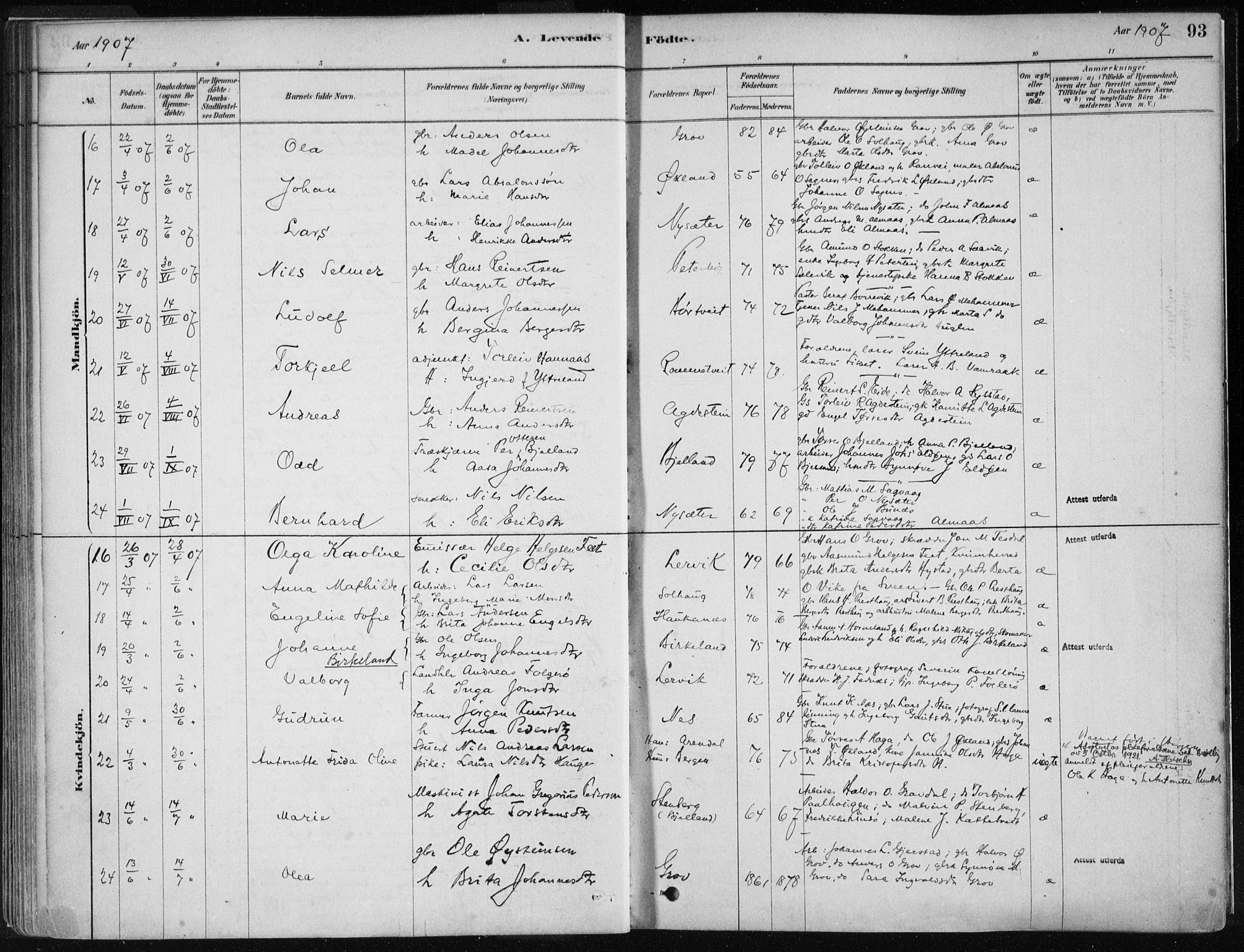 Stord sokneprestembete, AV/SAB-A-78201/H/Haa: Parish register (official) no. B 2, 1878-1913, p. 93