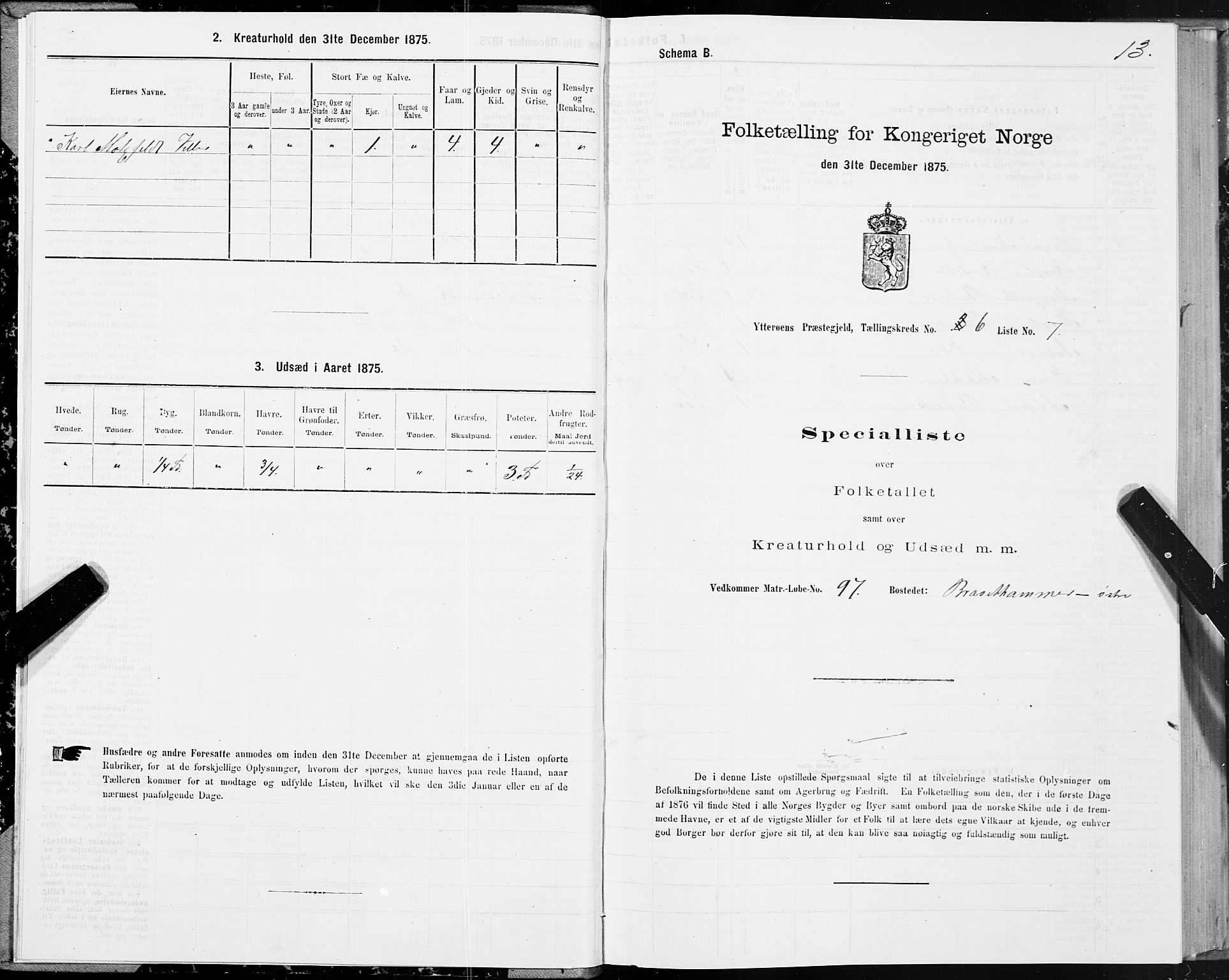 SAT, 1875 census for 1722P Ytterøy, 1875, p. 3013