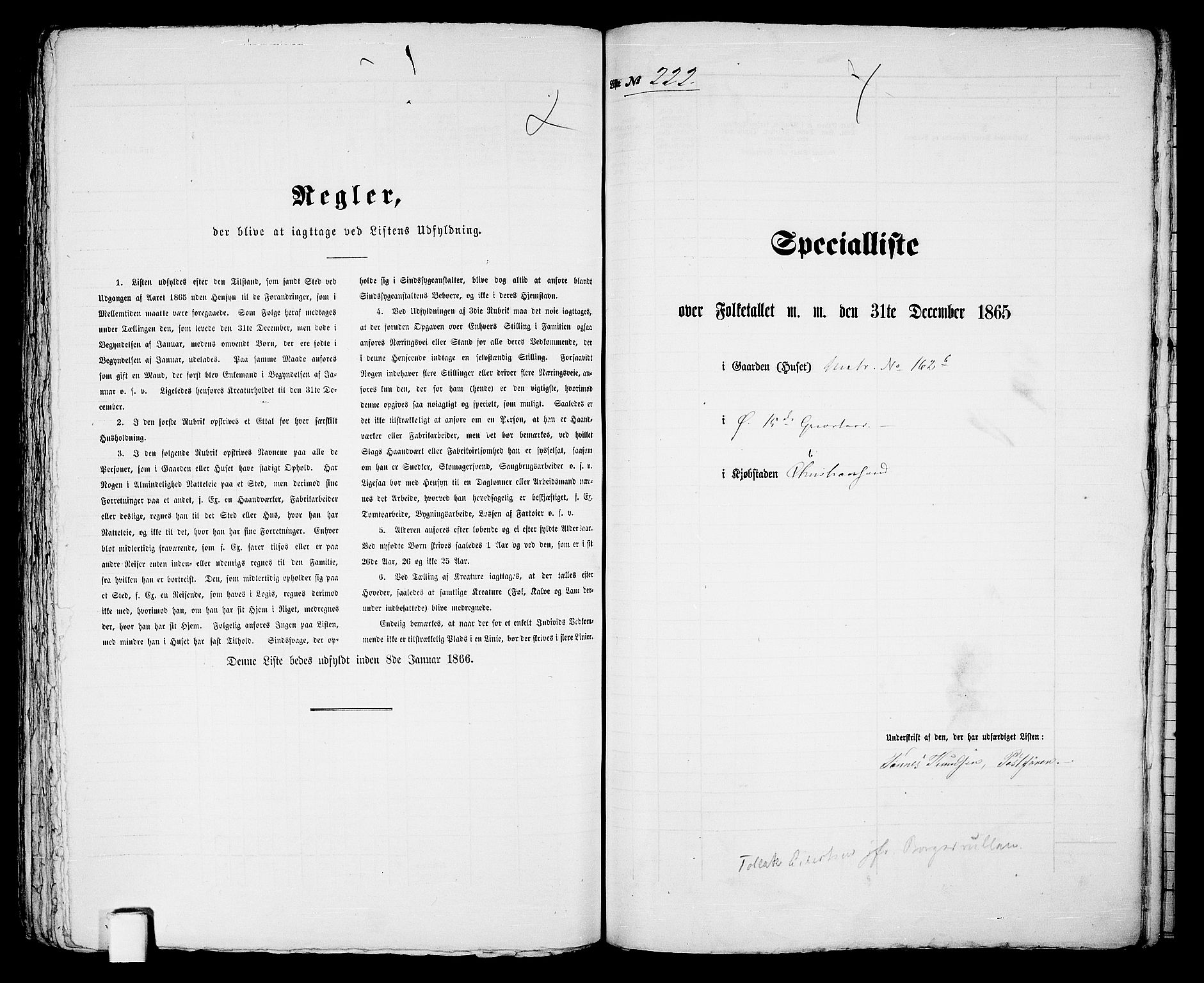 RA, 1865 census for Kristiansand, 1865, p. 459