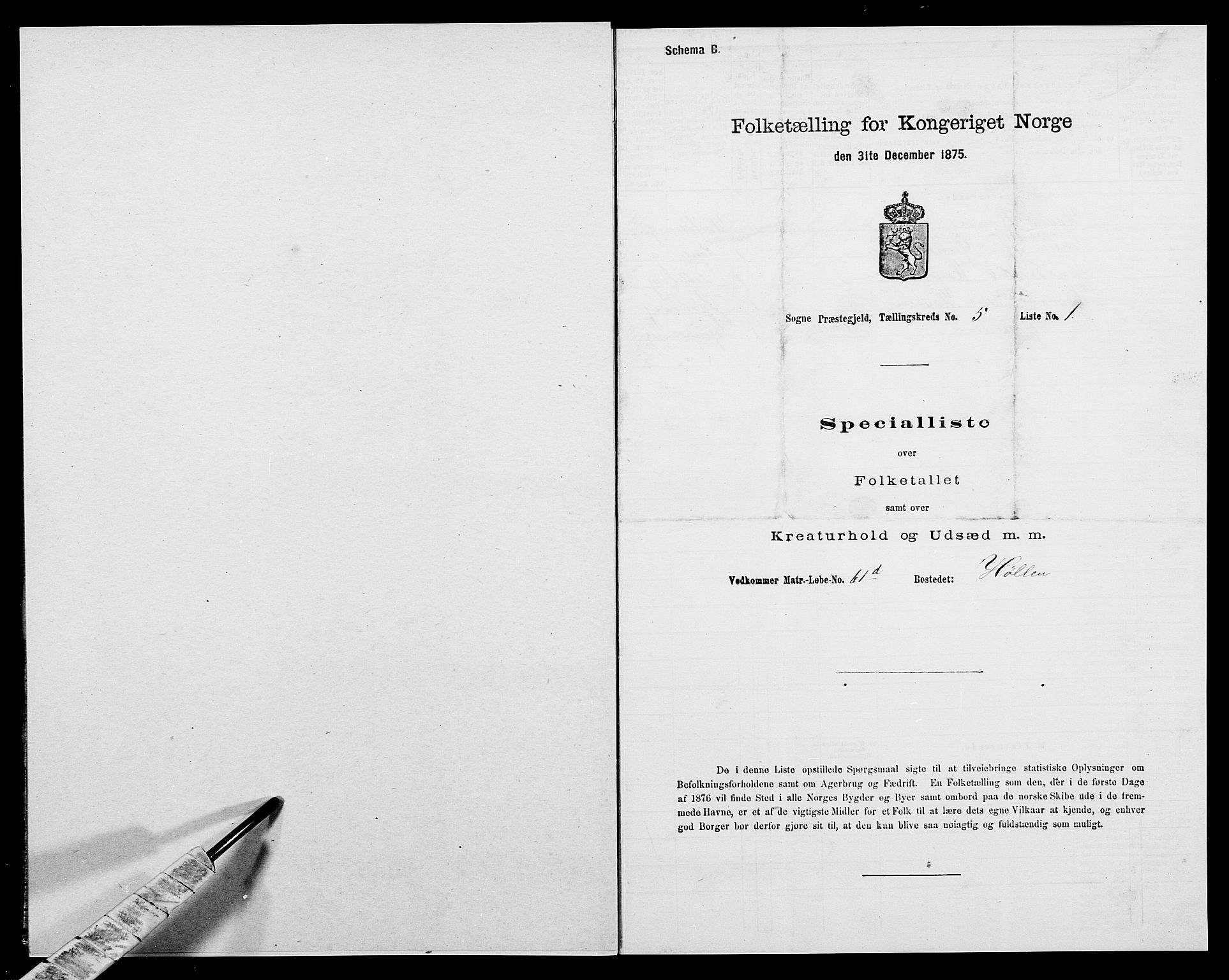 SAK, 1875 census for 1018P Søgne, 1875, p. 355