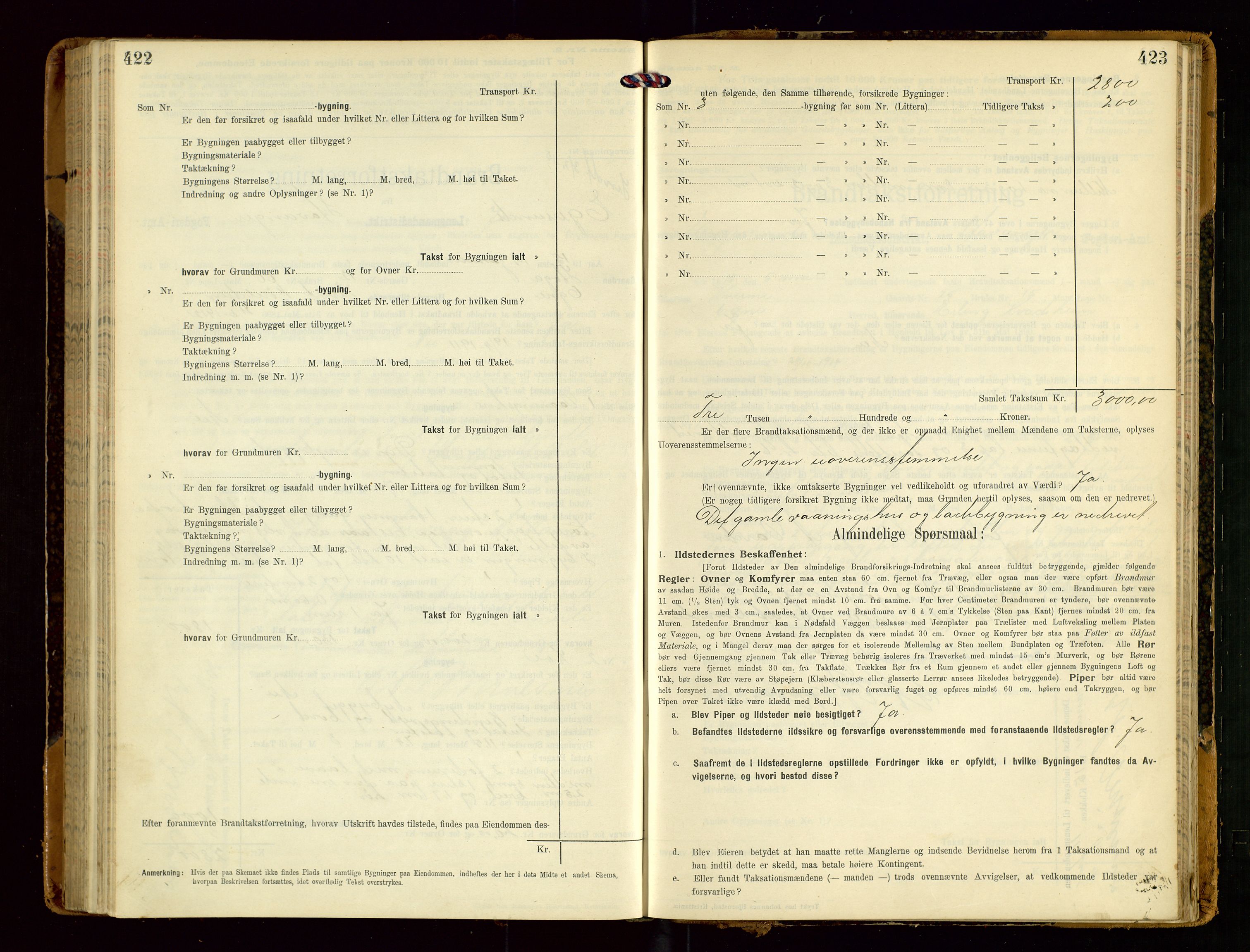 Eigersund lensmannskontor, SAST/A-100171/Gob/L0002: "Brandtakstprotokol", 1910-1916, p. 422-423